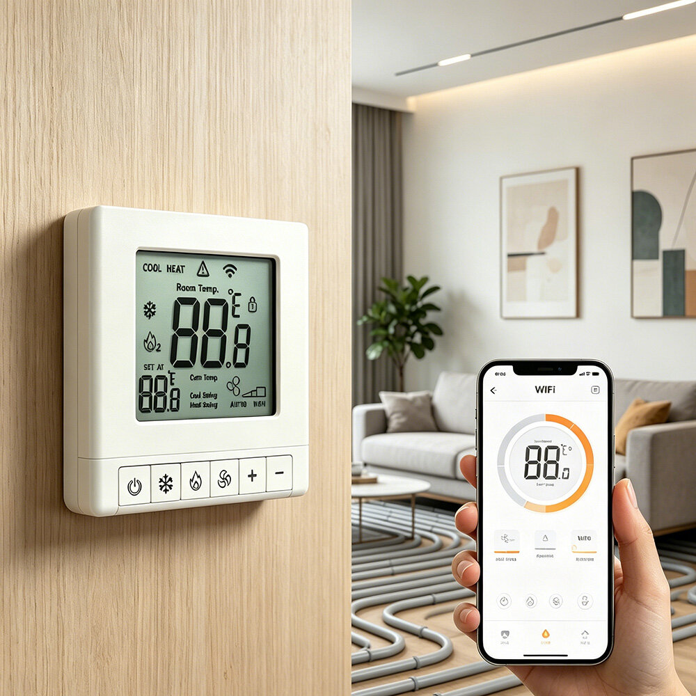Smart RF433 WiFi Thermostat for Home heating– Programmable Heating Cooling Remote Control Temperature Controller for North American HVAC Systems