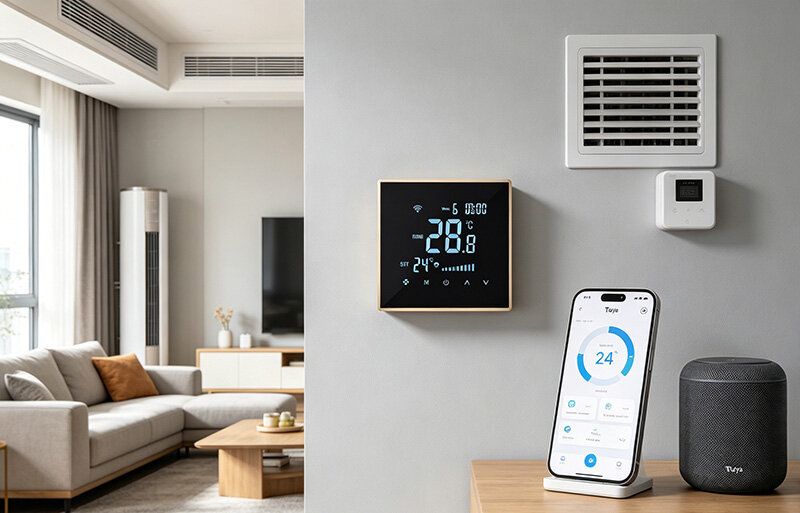 8929 Smart WiFi DC Brushless Fan Coil Thermostat w/Tuya voice control