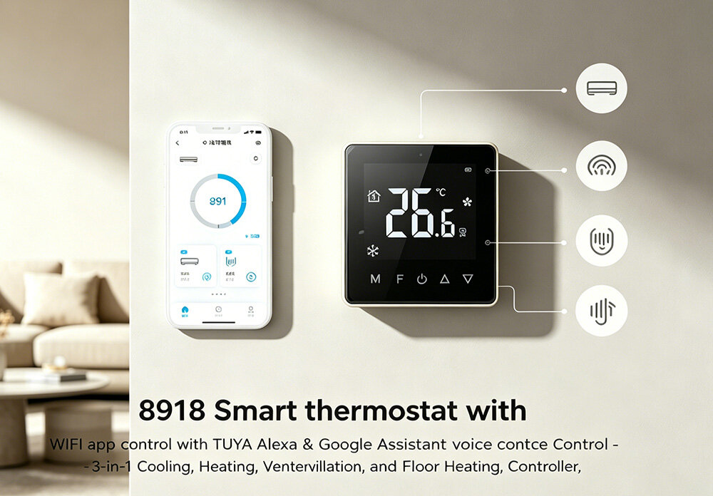8918 Smart thermostat with WIFI app control with TUYA Alexa & Google Assistant voice control