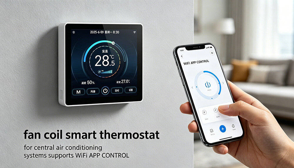 8969 4-inch TFT color screen fan coil mart thermostat for Aircon w/ WIFI APP control