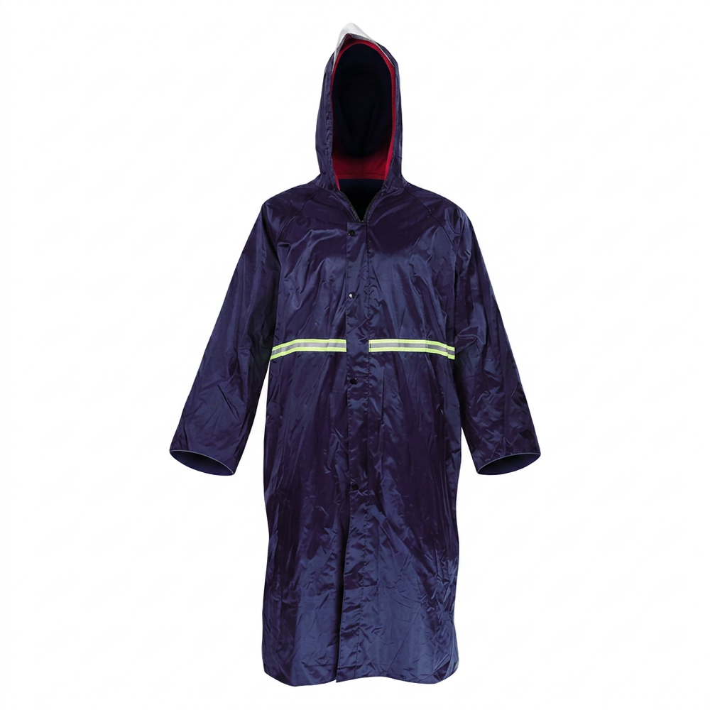 Navy Blue Reflective Rain Coat