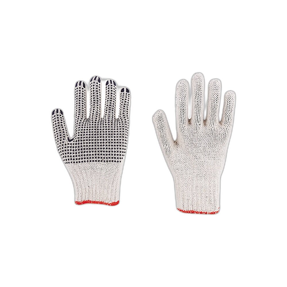 White PVC Dotted Knit Gloves