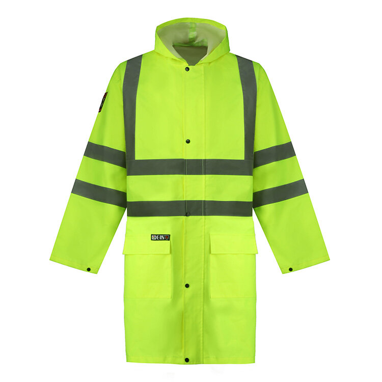Hi-Vis Yellow Long Rain Coat