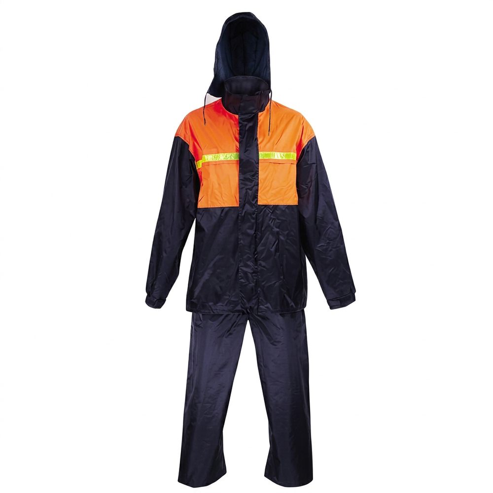 Navy Orange Two-Tone Rain Suit