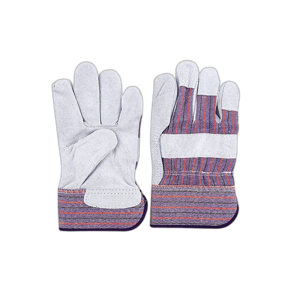 Grey Purple Split Leather Gloves