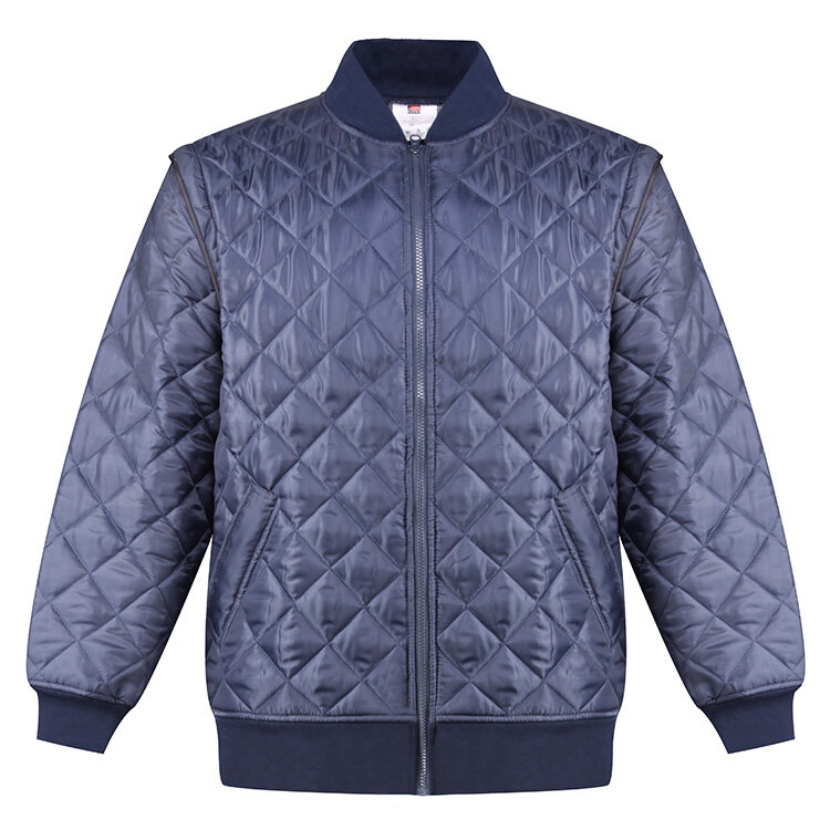 Navy Quilted Bomber Jacket