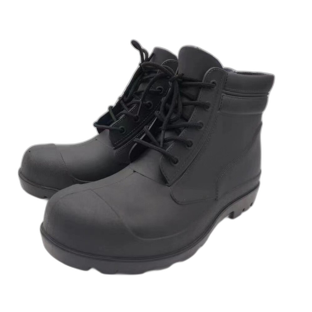 Black Lace-Up Tactical Rain Boot