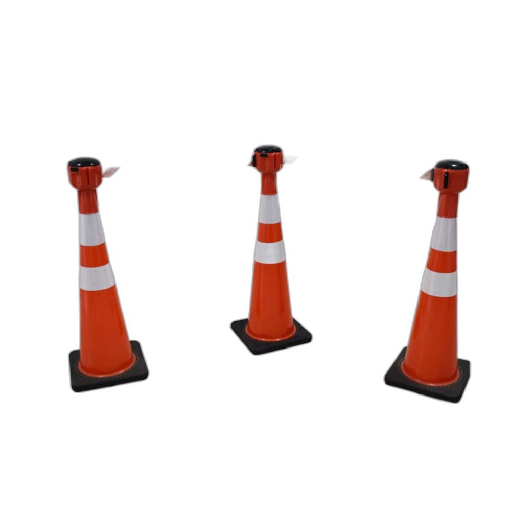 Triple Orange Warning Post Set with Lights