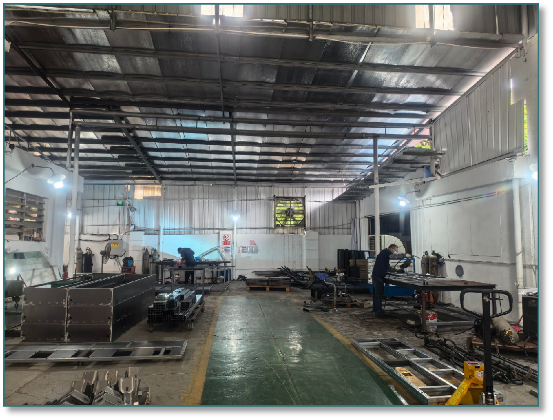 Changfeng Kart welding and frame assembly workshop with steel tube chassis fabrication stations