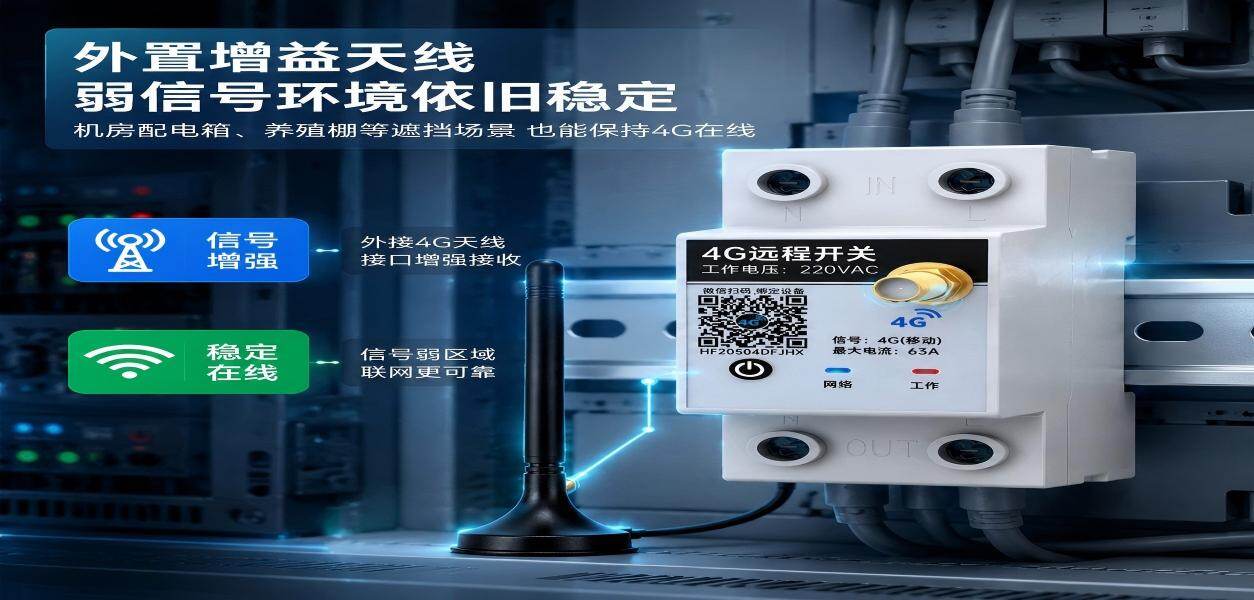 JCZN-4G2B 导轨款4G远程控制63A带天线