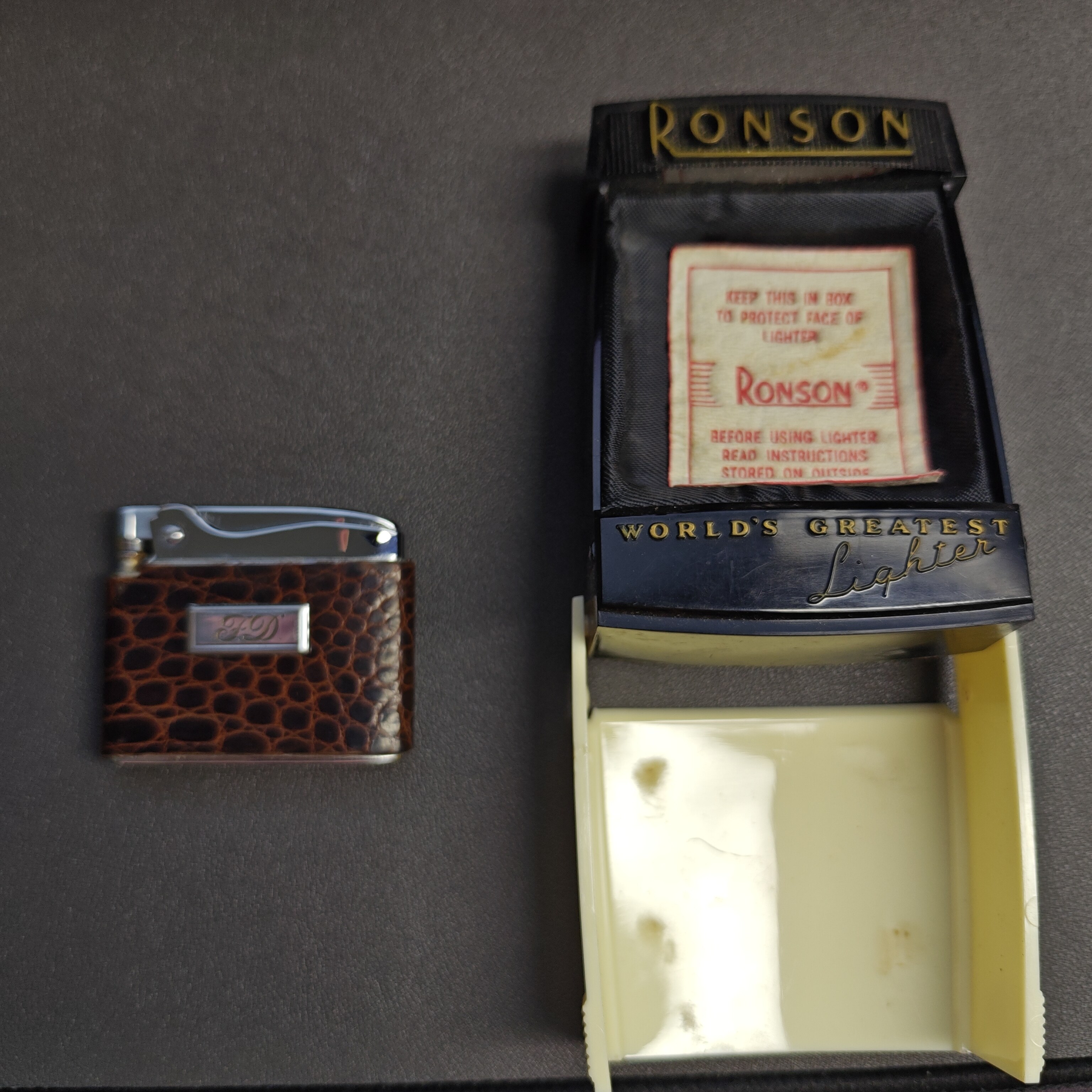 Ronson Adonis Lizard Skin Card Lighter