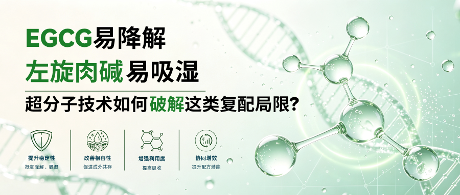 EGCG易降解、左旋肉碱易吸湿,超分子技术如何破解这类复配局限?