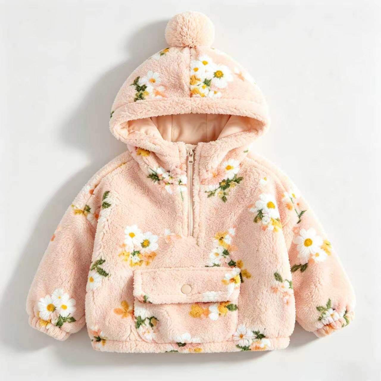Fluffy Hooded Zip Jacket