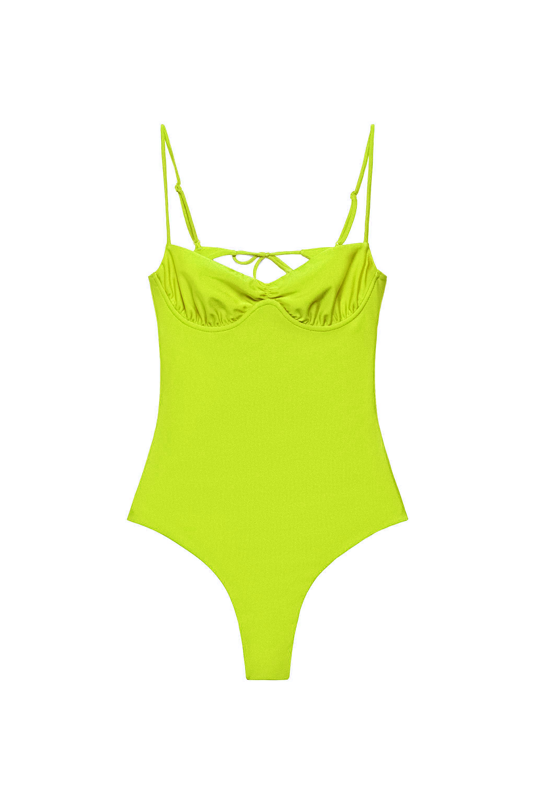 Neon Green Ruched Swimsuit