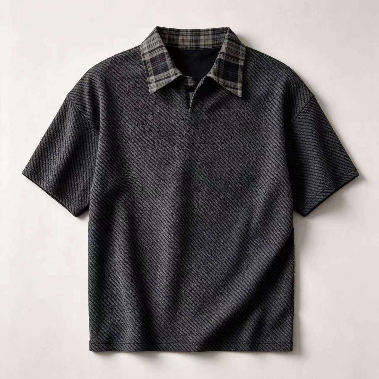 Textured Collar Polo Shirt