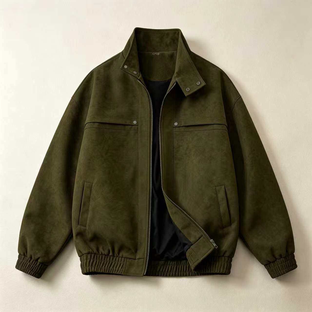 Classic Snap-Collar Bomber Jacket