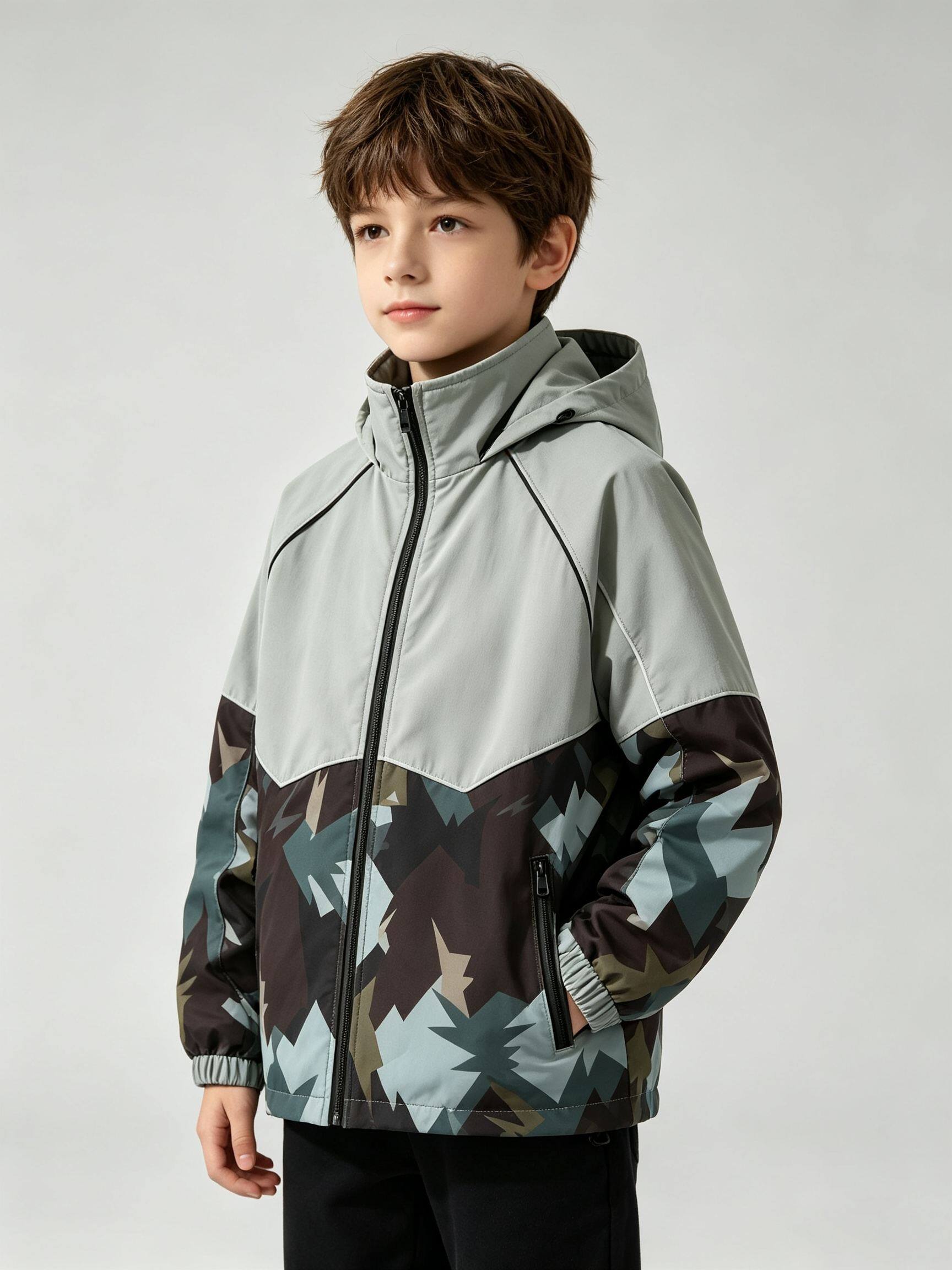 Paneled Hooded Windbreaker Jacket alternate