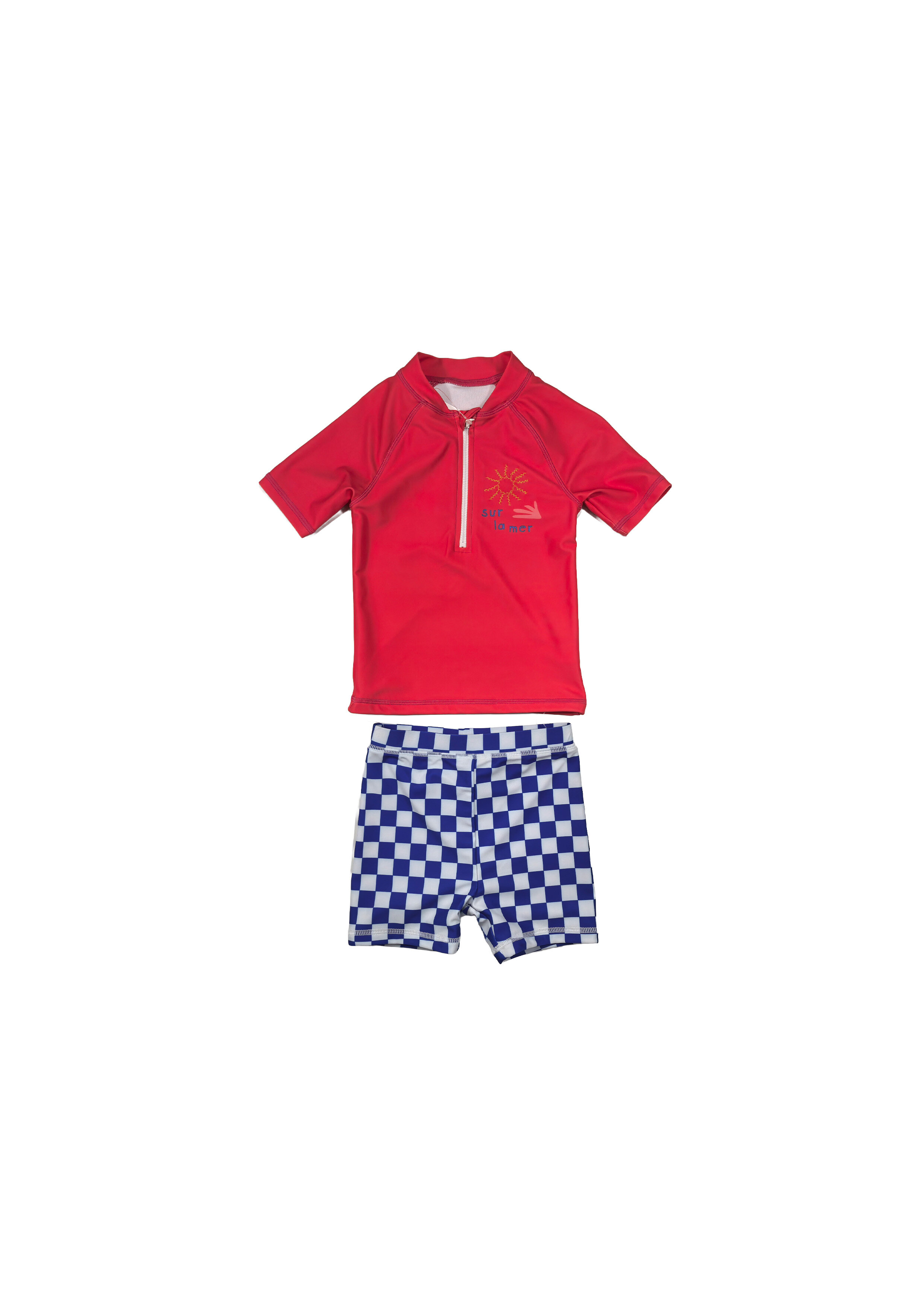 Checkerboard Print Swim Set