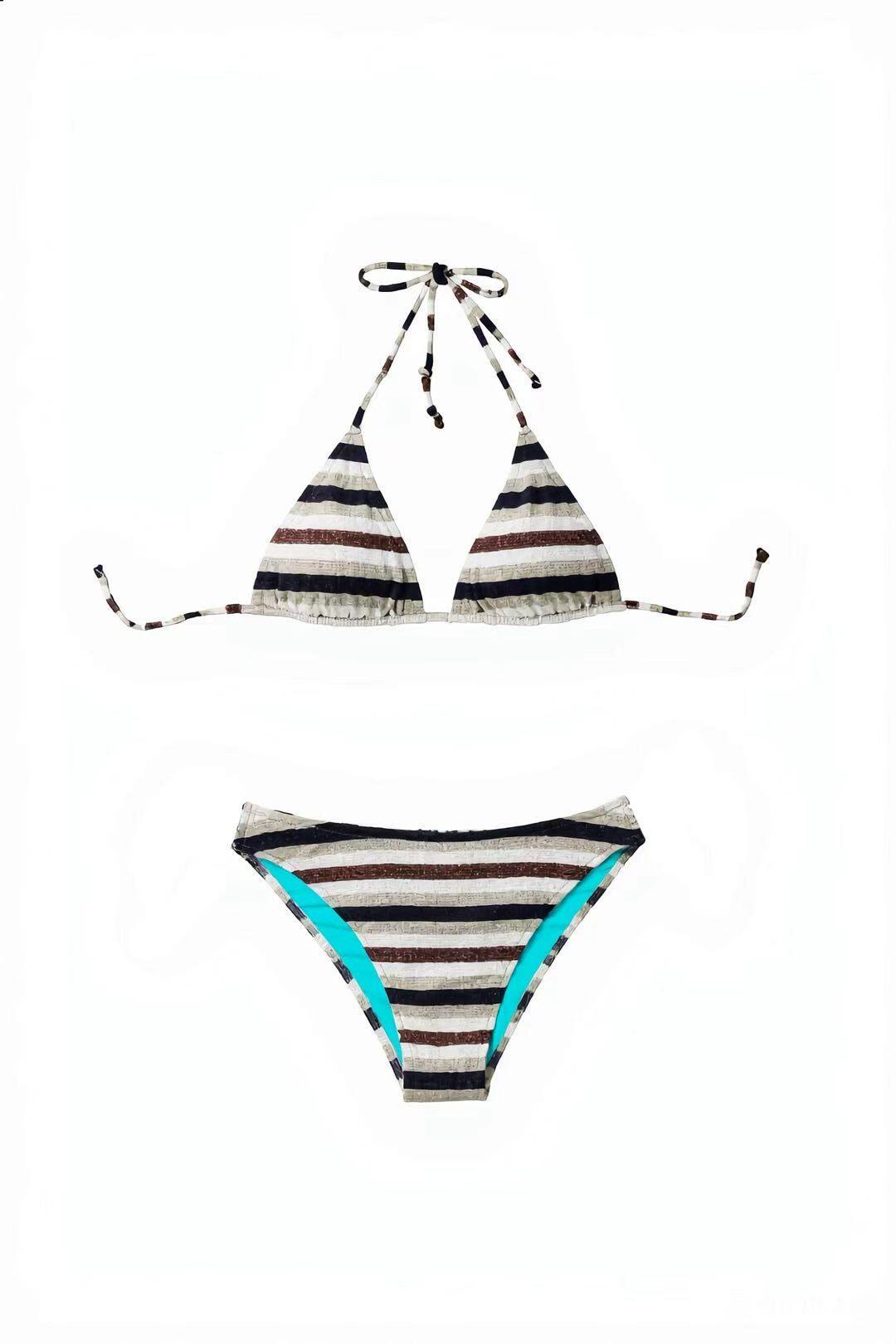 Matching Stripe Triangle Bikini