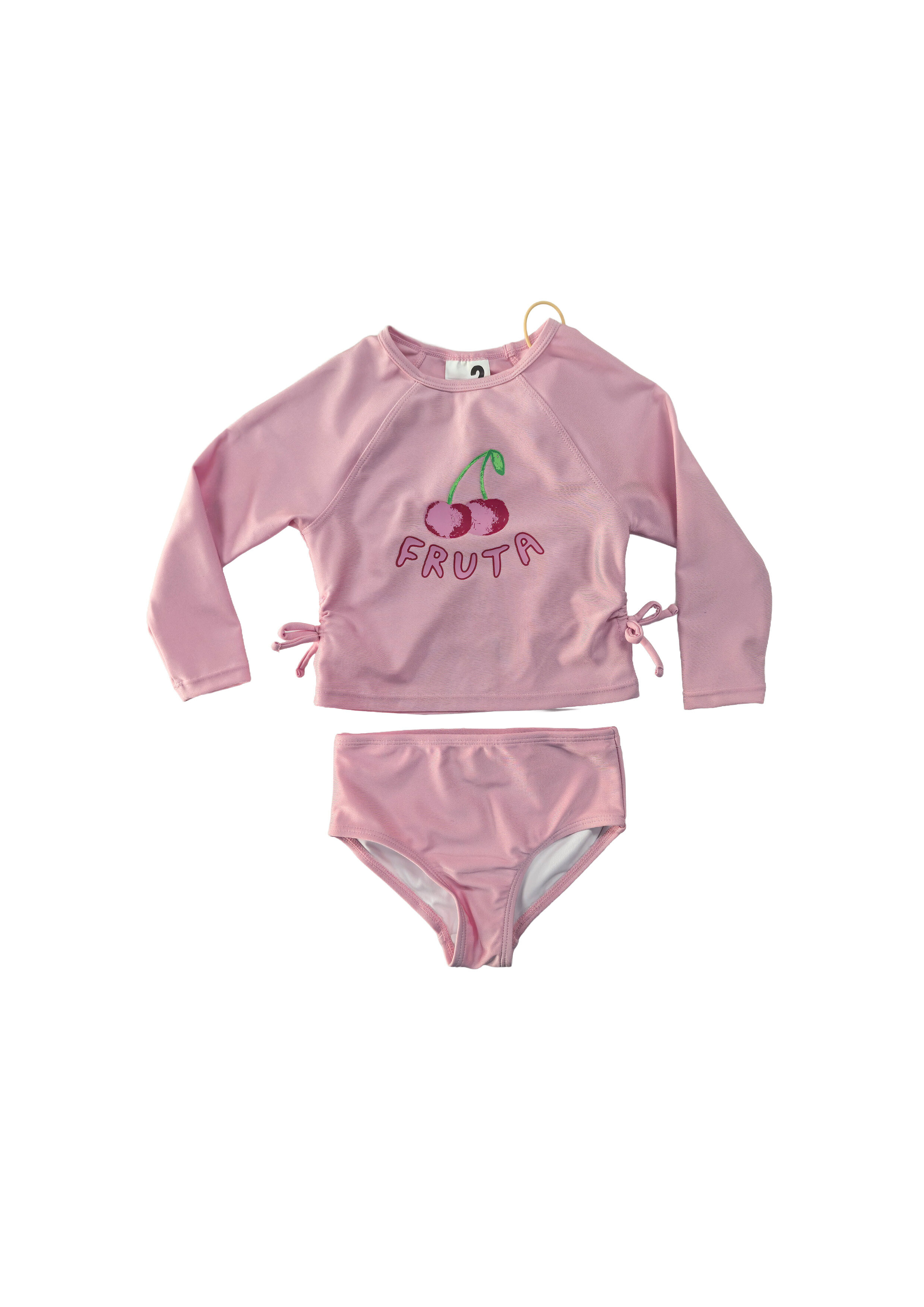Pink Cherry Embroidery Two-Piece Swimsuit