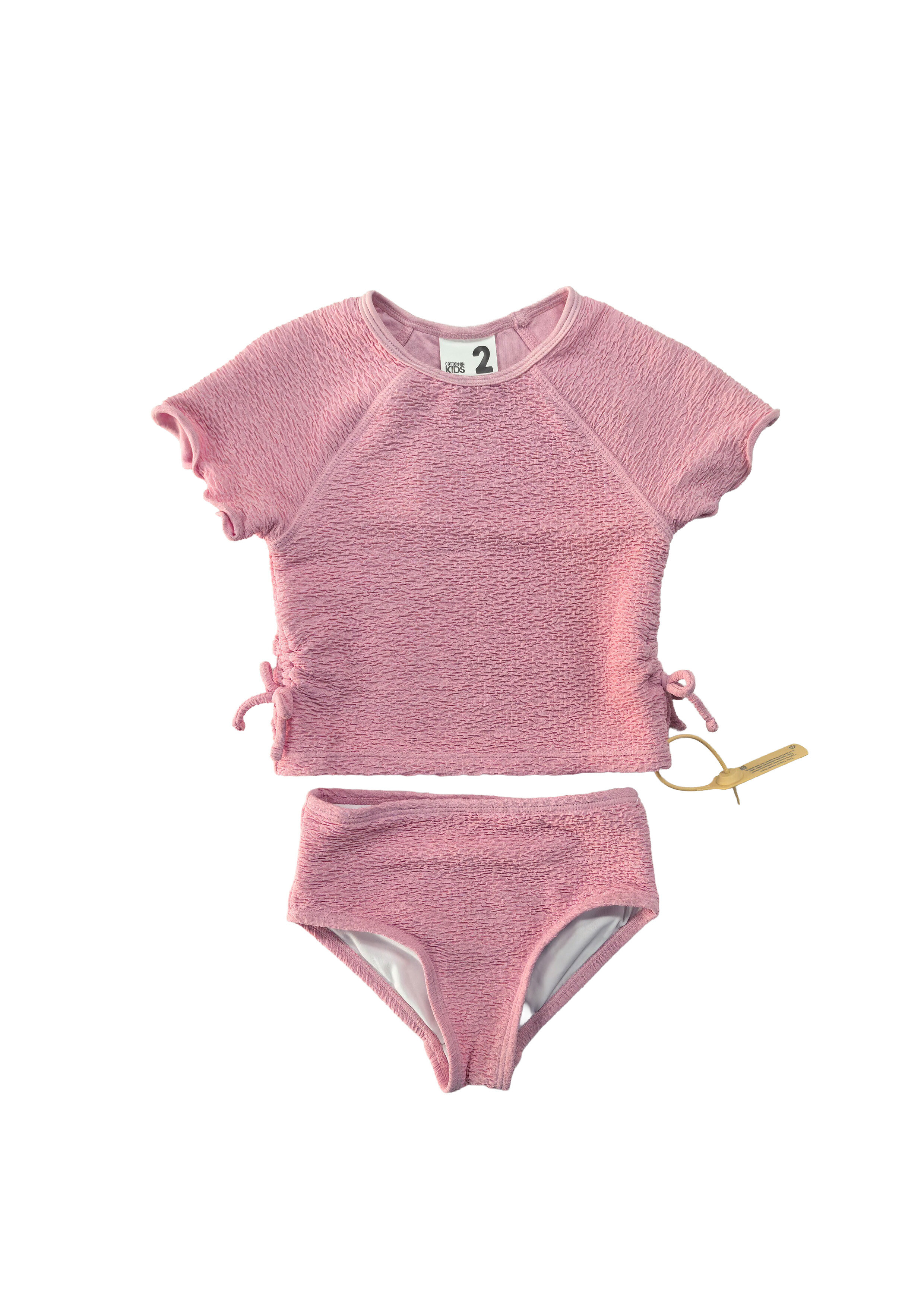 Pink Textured Two-Piece Swimsuit