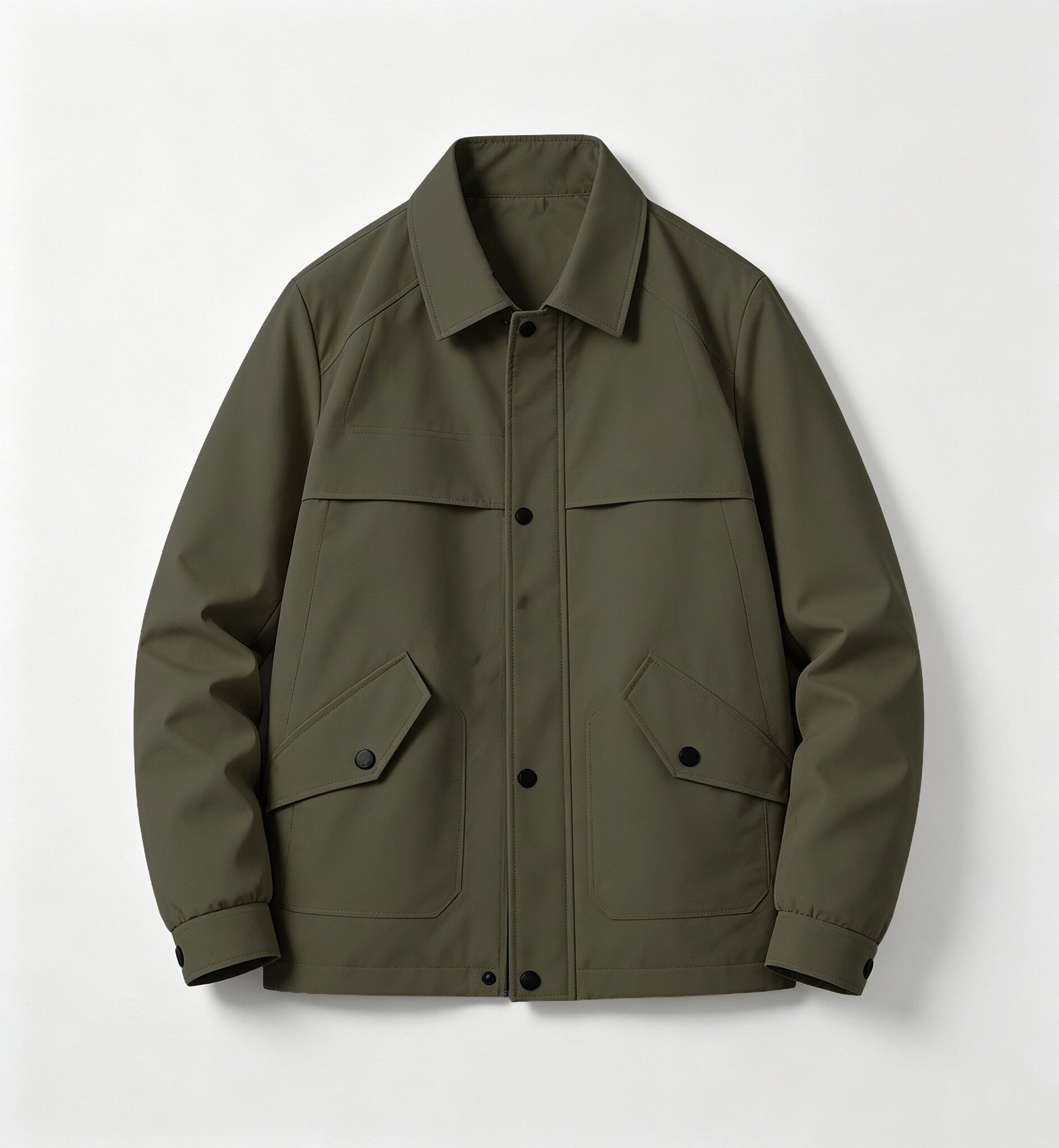 Collared Snap-Front Utility Jacket