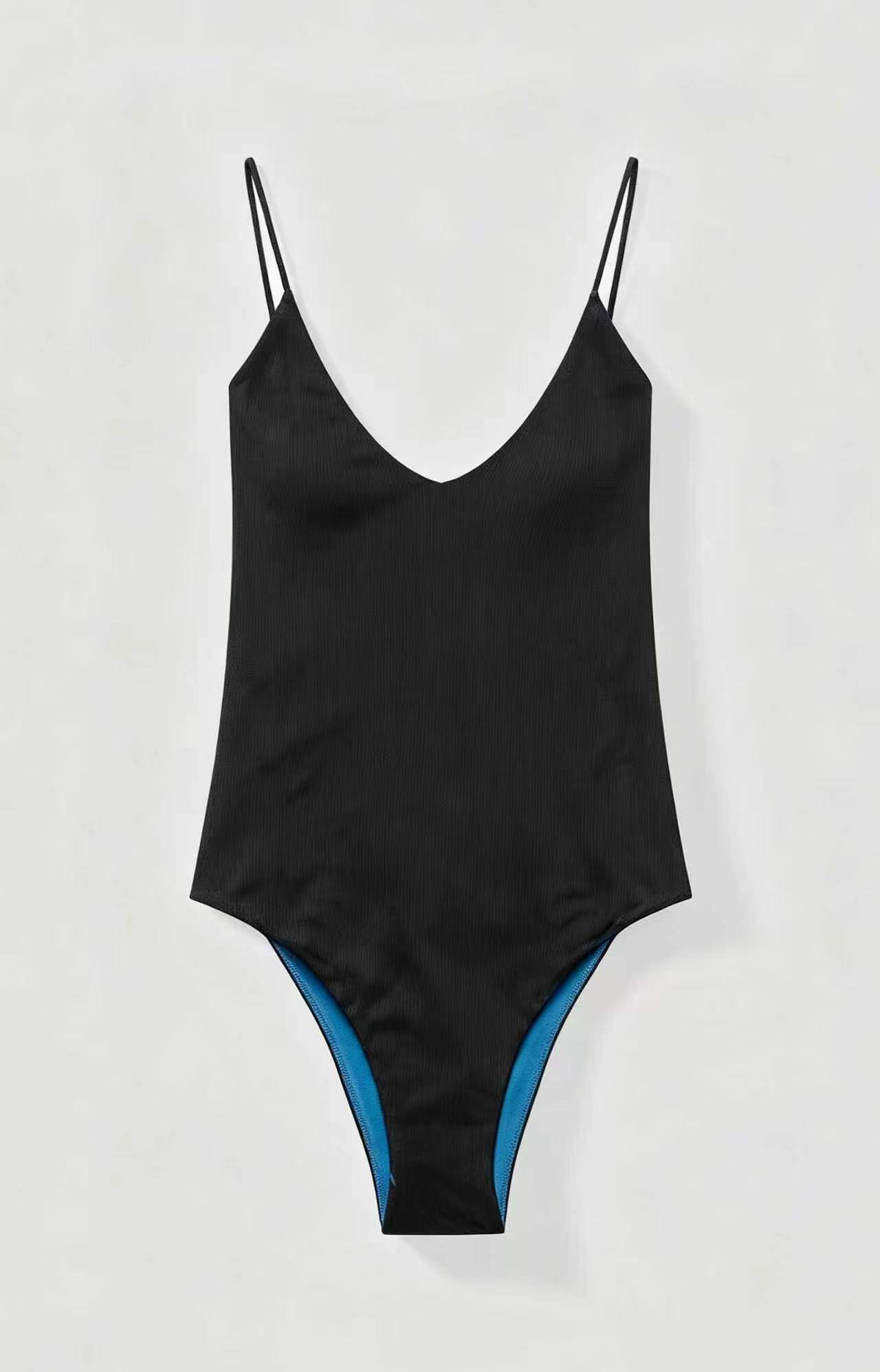 Ribbed V-Neck Swimsuit
