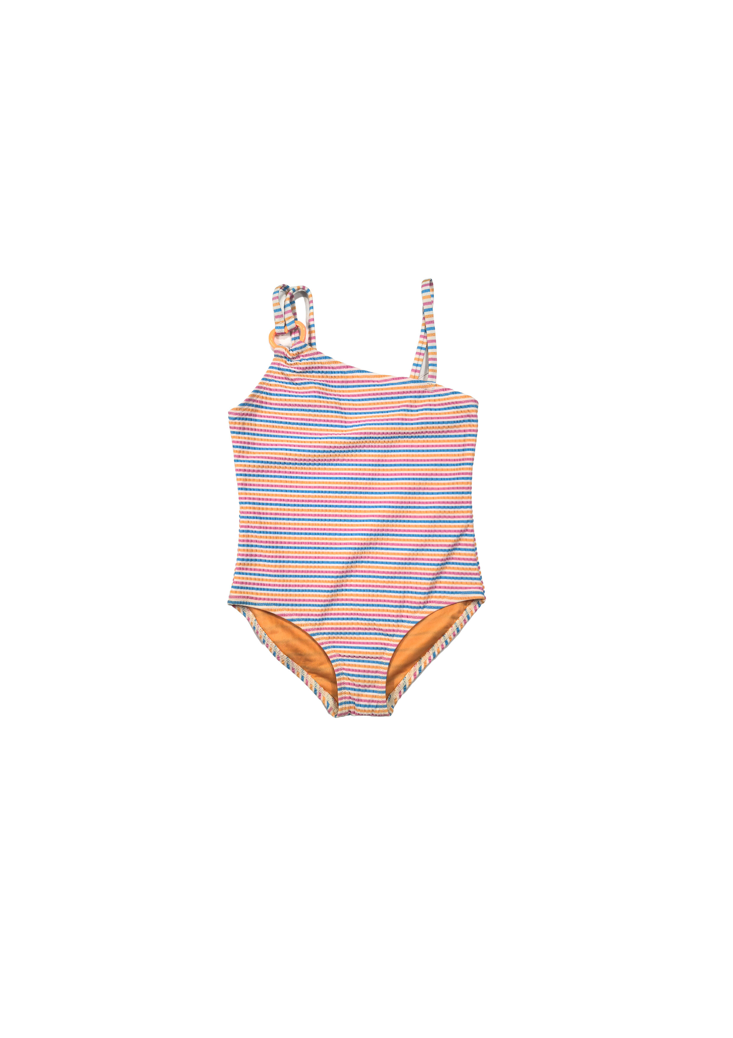 Multicolor Striped One-Shoulder One-Piece Swimsuit
