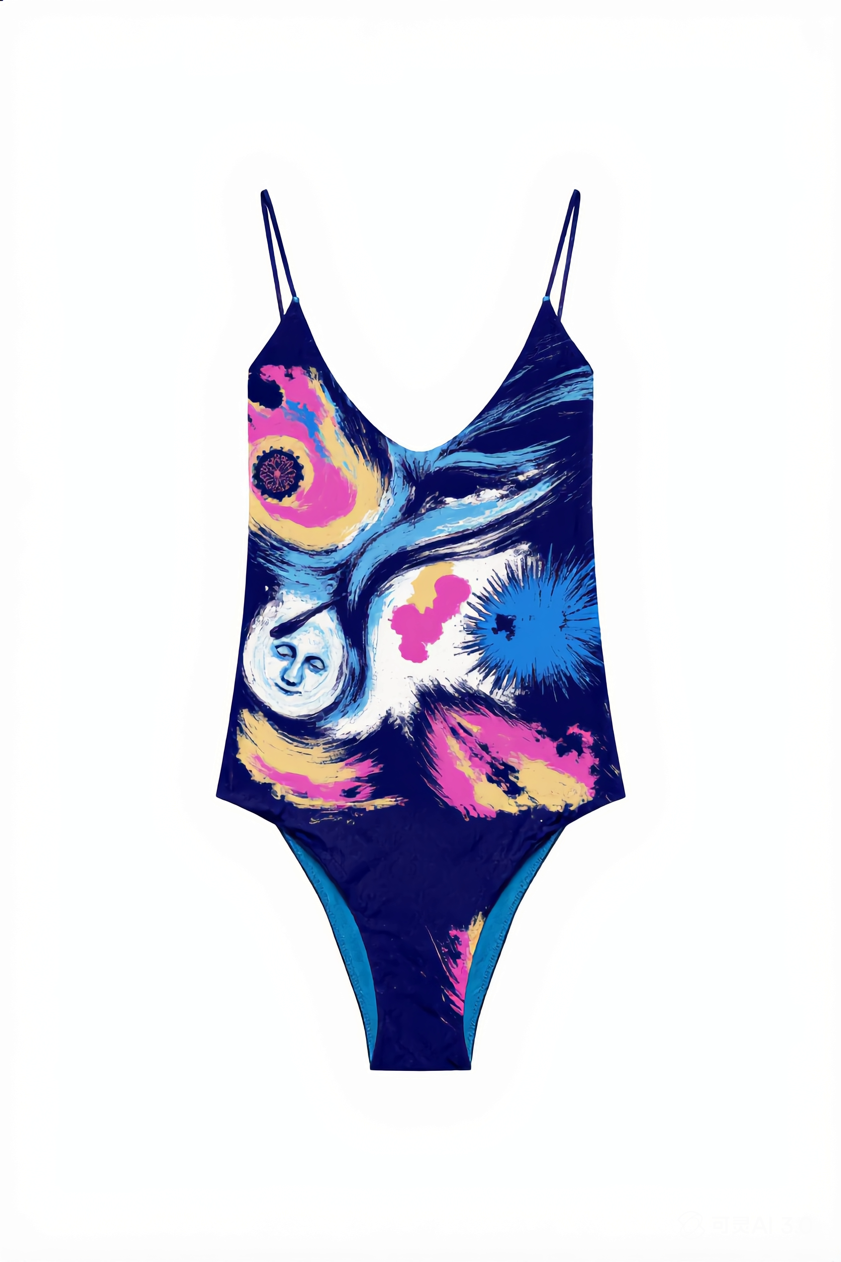 Navy Abstract Print Swimsuit