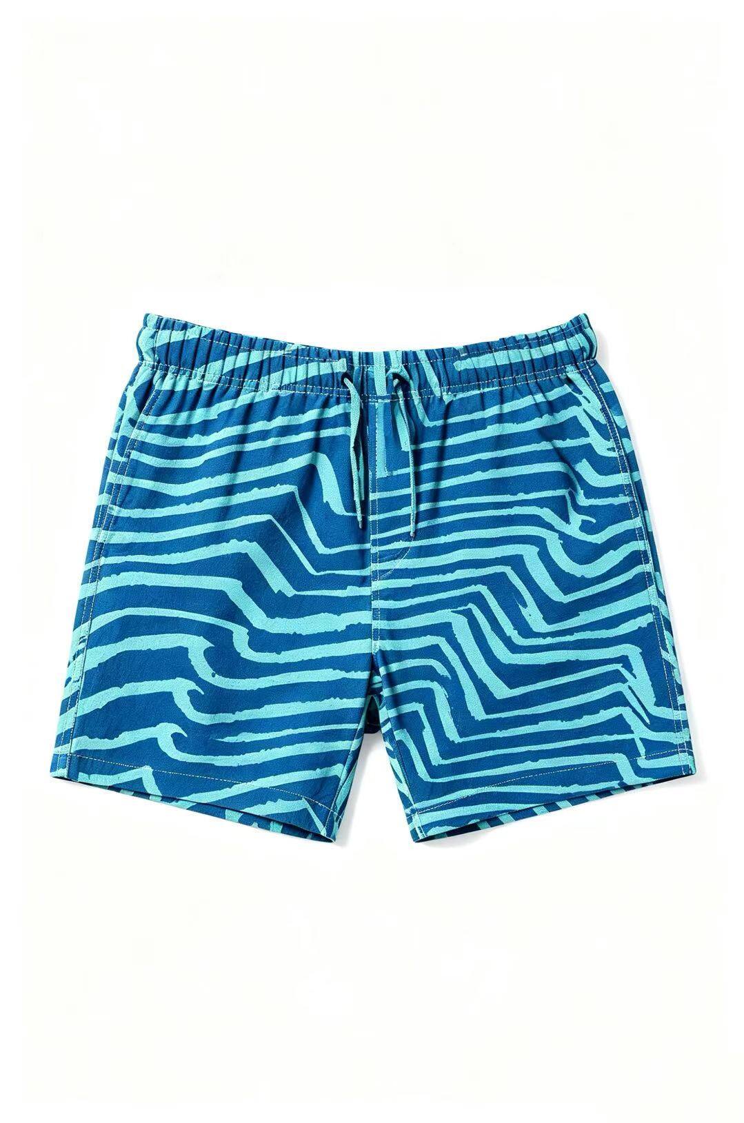 Blue Wavy Swim Trunks