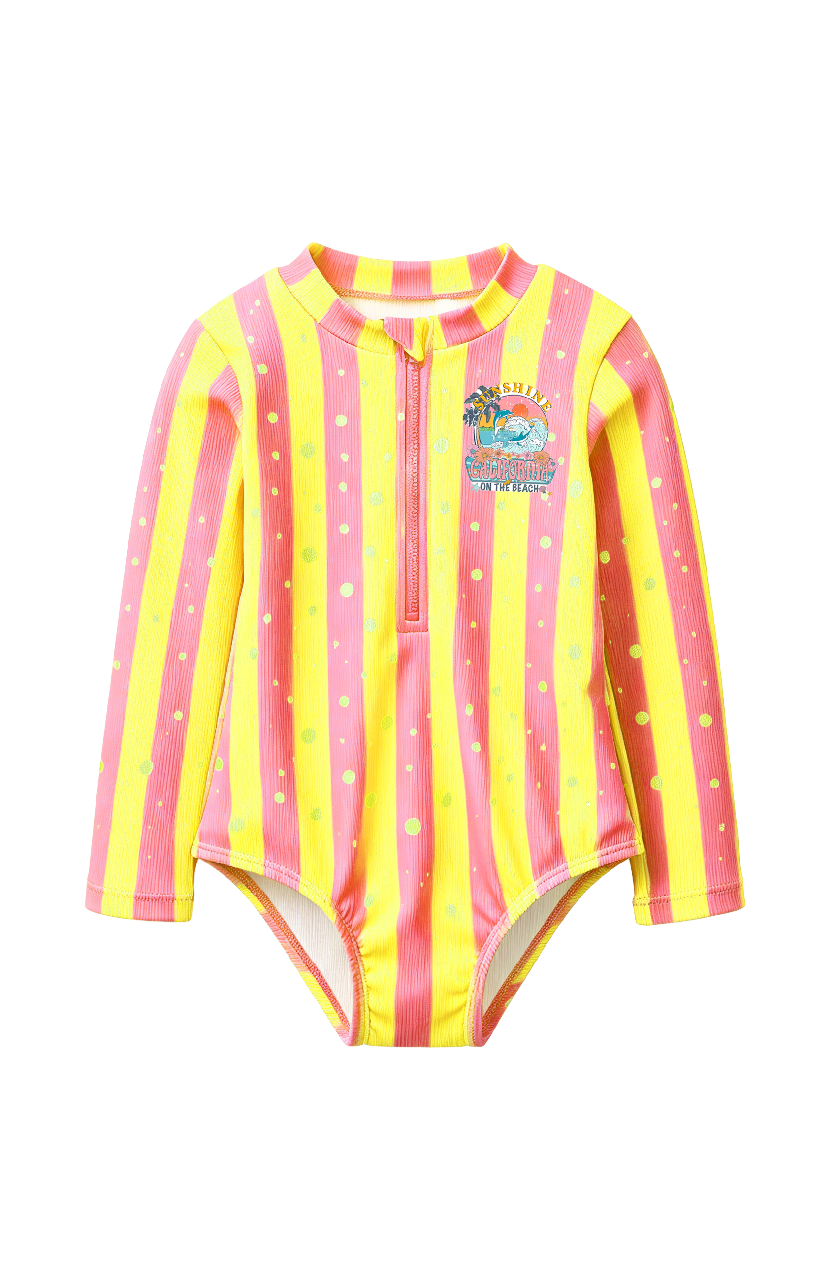 Pink Yellow Stripe Rash Guard