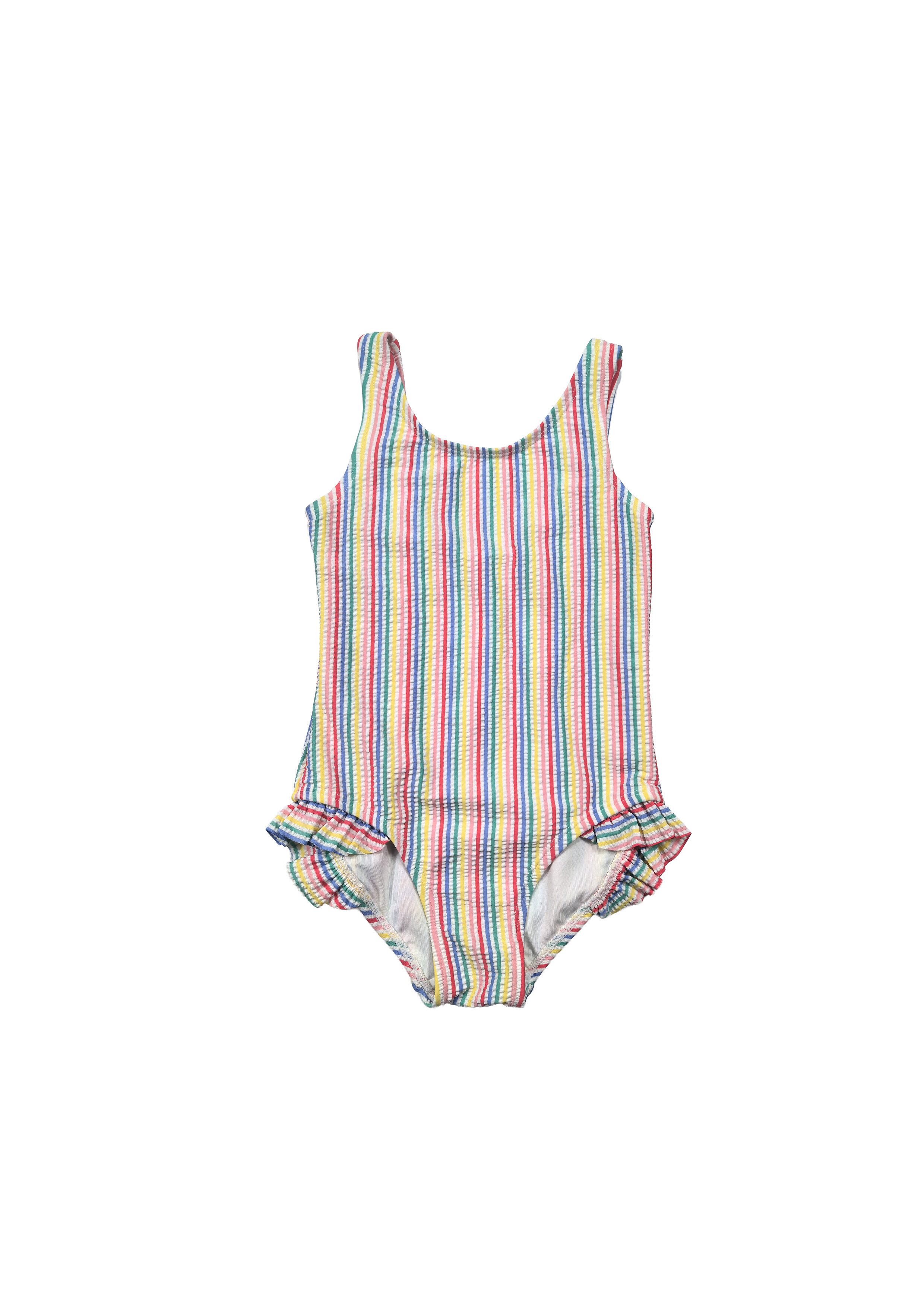 Rainbow Stripe Ruffled One-Piece Swimsuit