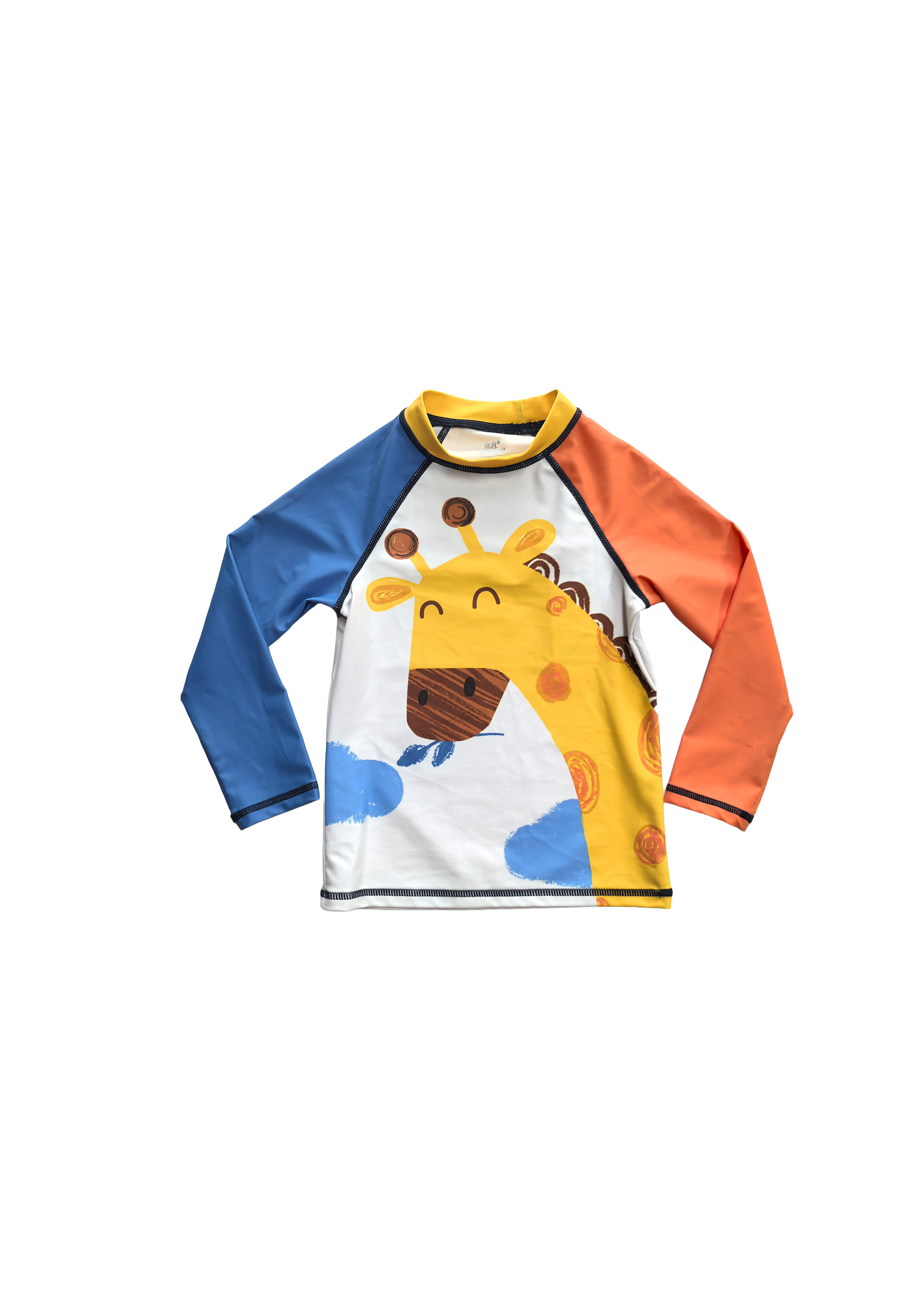 Giraffe Print Long-Sleeve Rash Guard Swimsuit