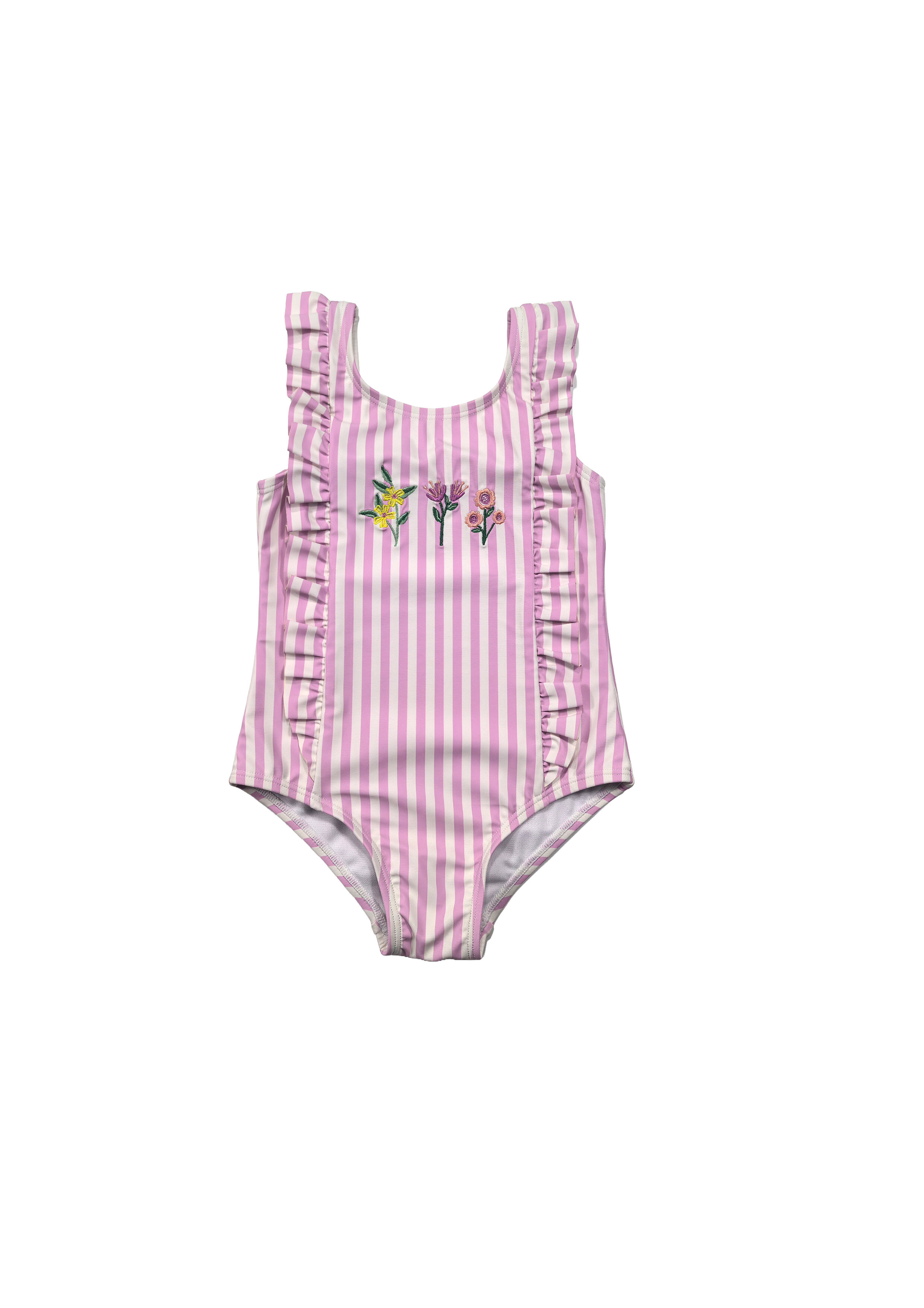 Pink Stripe Seahorse Embroidery One-Piece Swimsuit