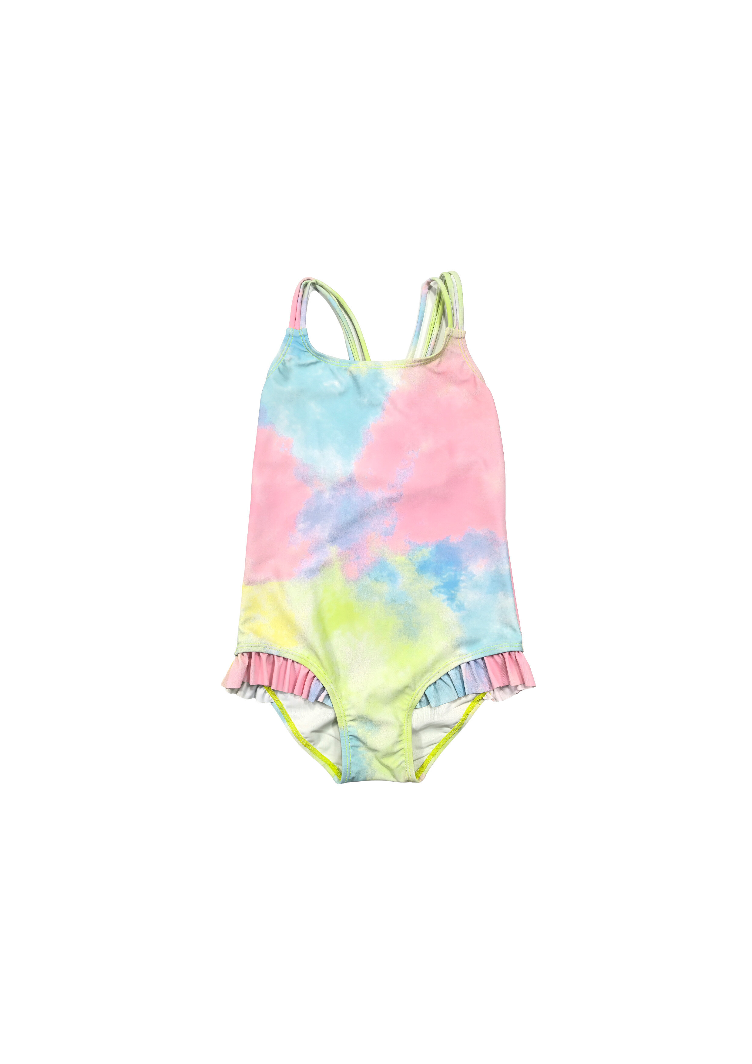Rainbow Tie-Dye Ruffled One-Piece Swimsuit