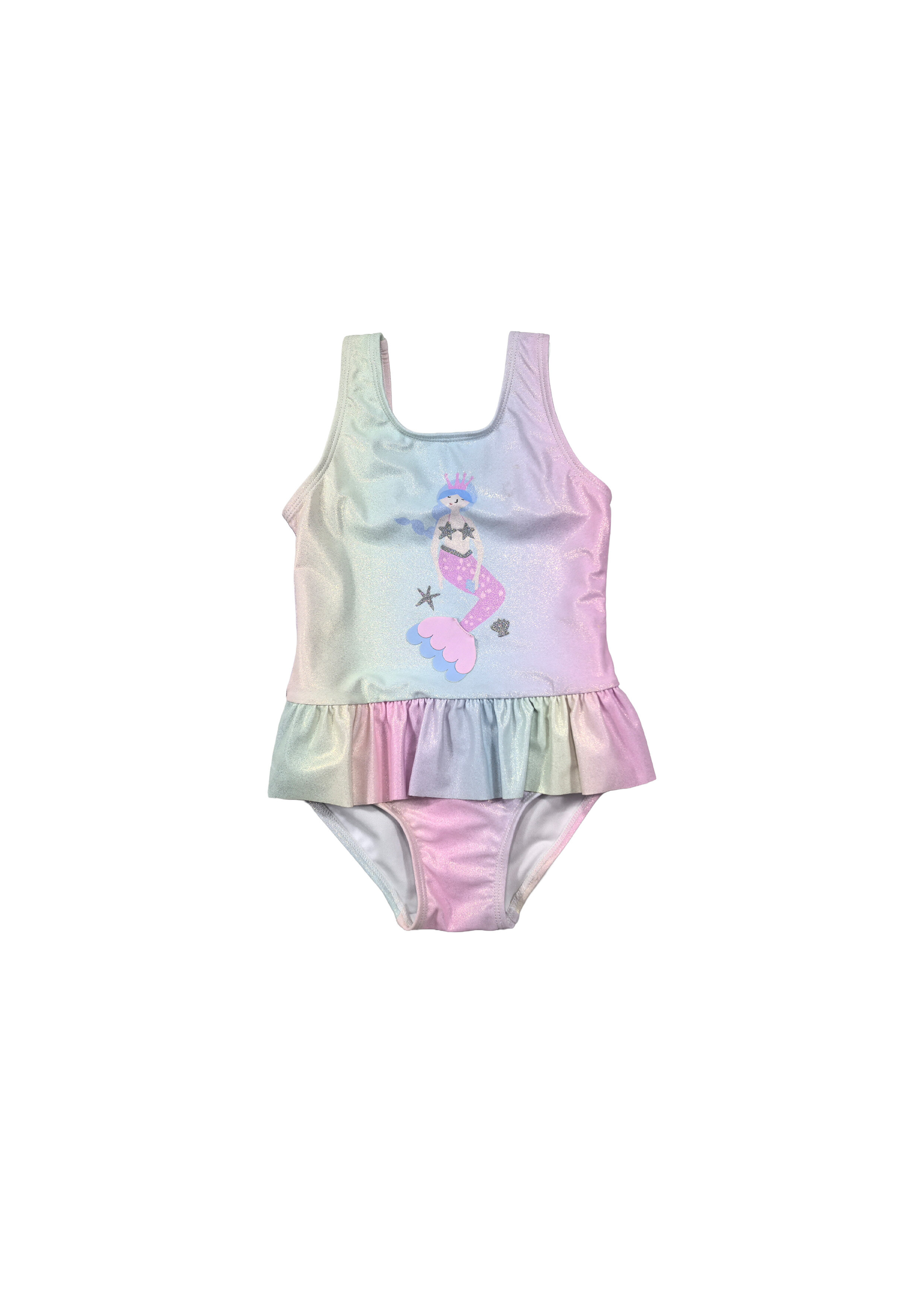 Mermaid Rainbow Ruffled One-Piece Swimsuit