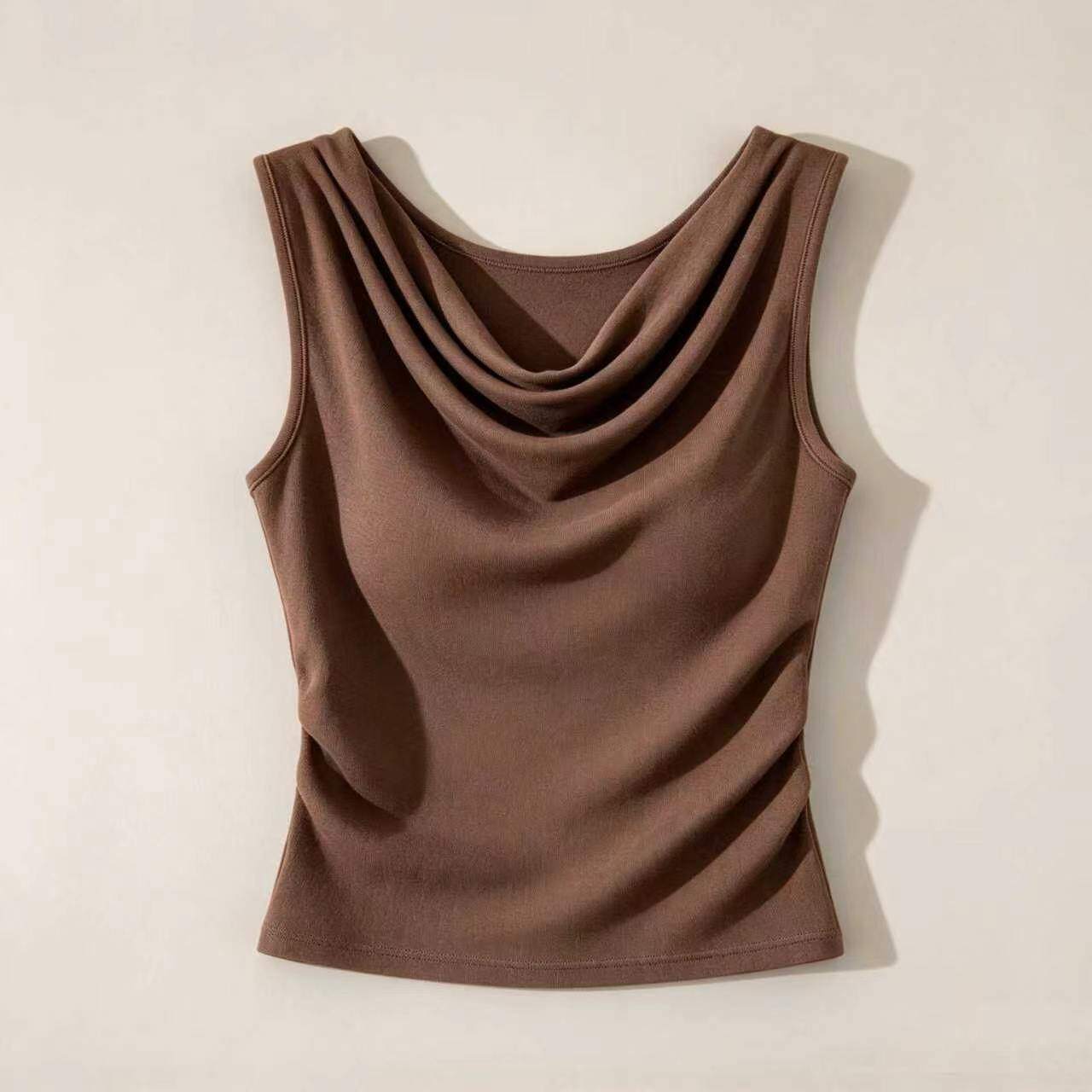 Cowl Neck Sleeveless Ruched Top Shirt