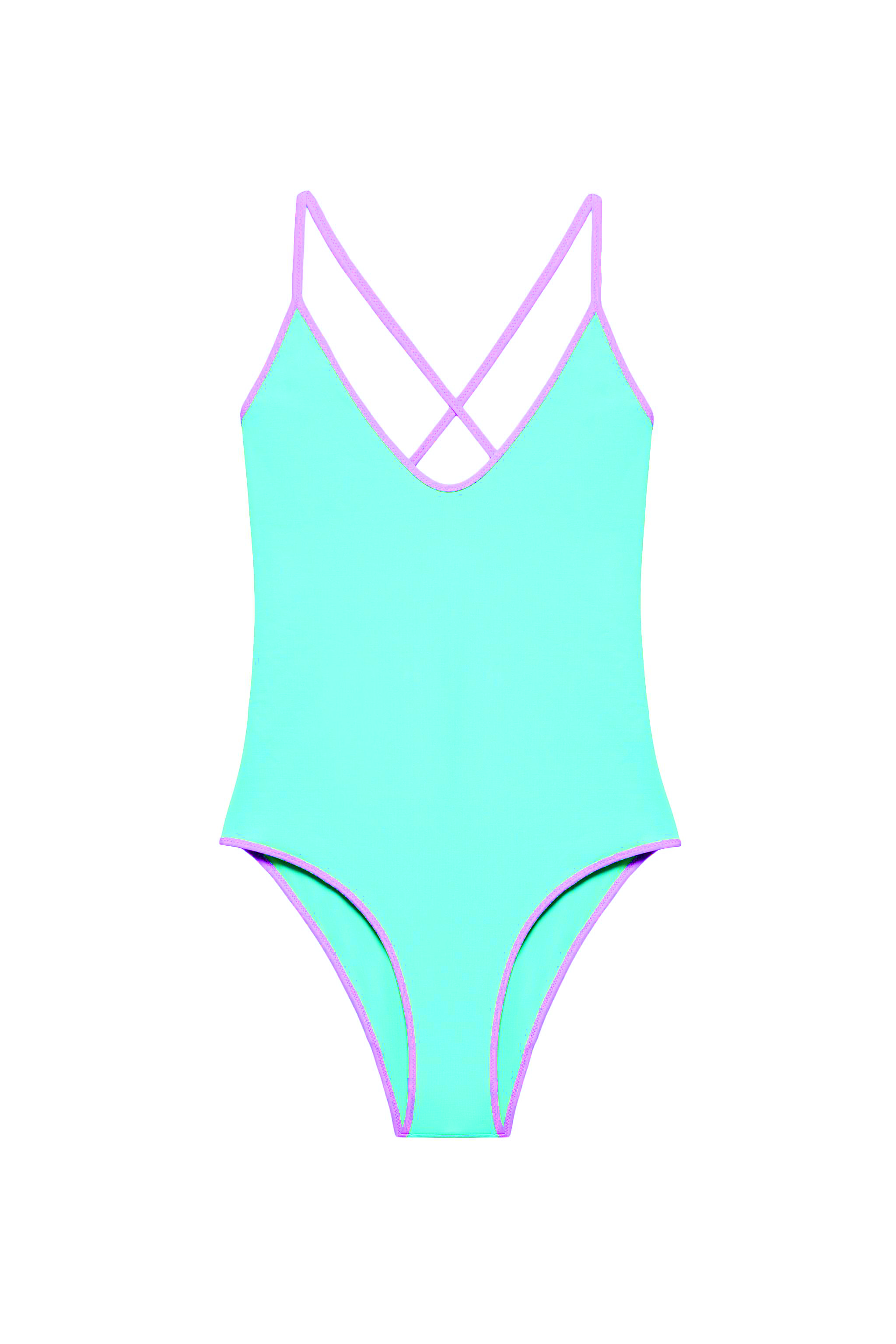 Mint Purple Trim Swimsuit