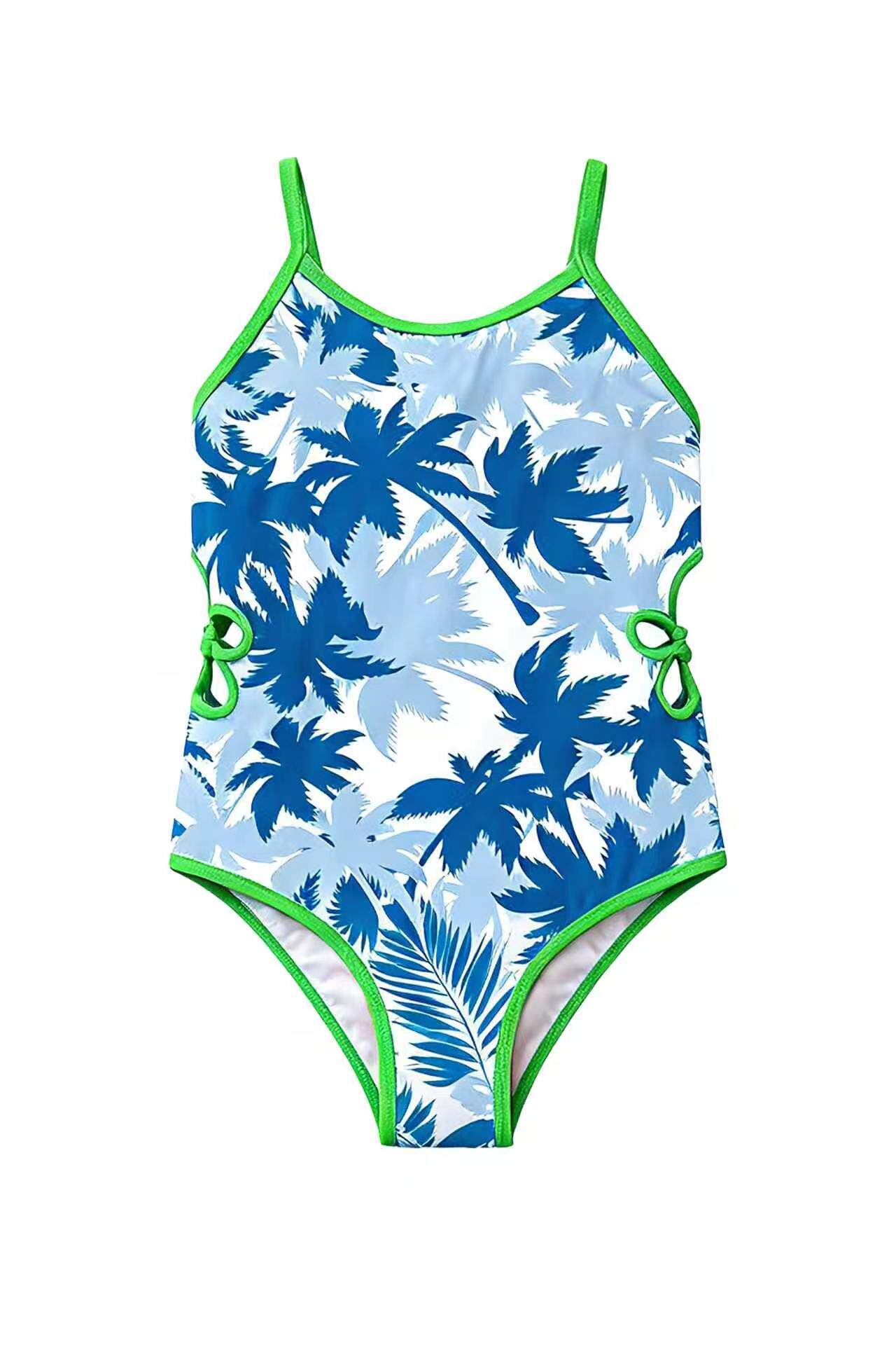 Blue Palm Print Swimsuit