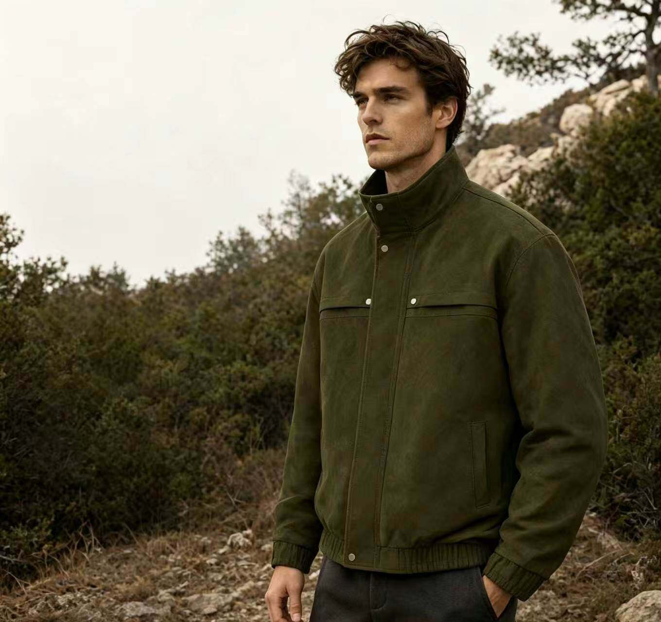 Classic Snap-Collar Bomber Jacket alternate