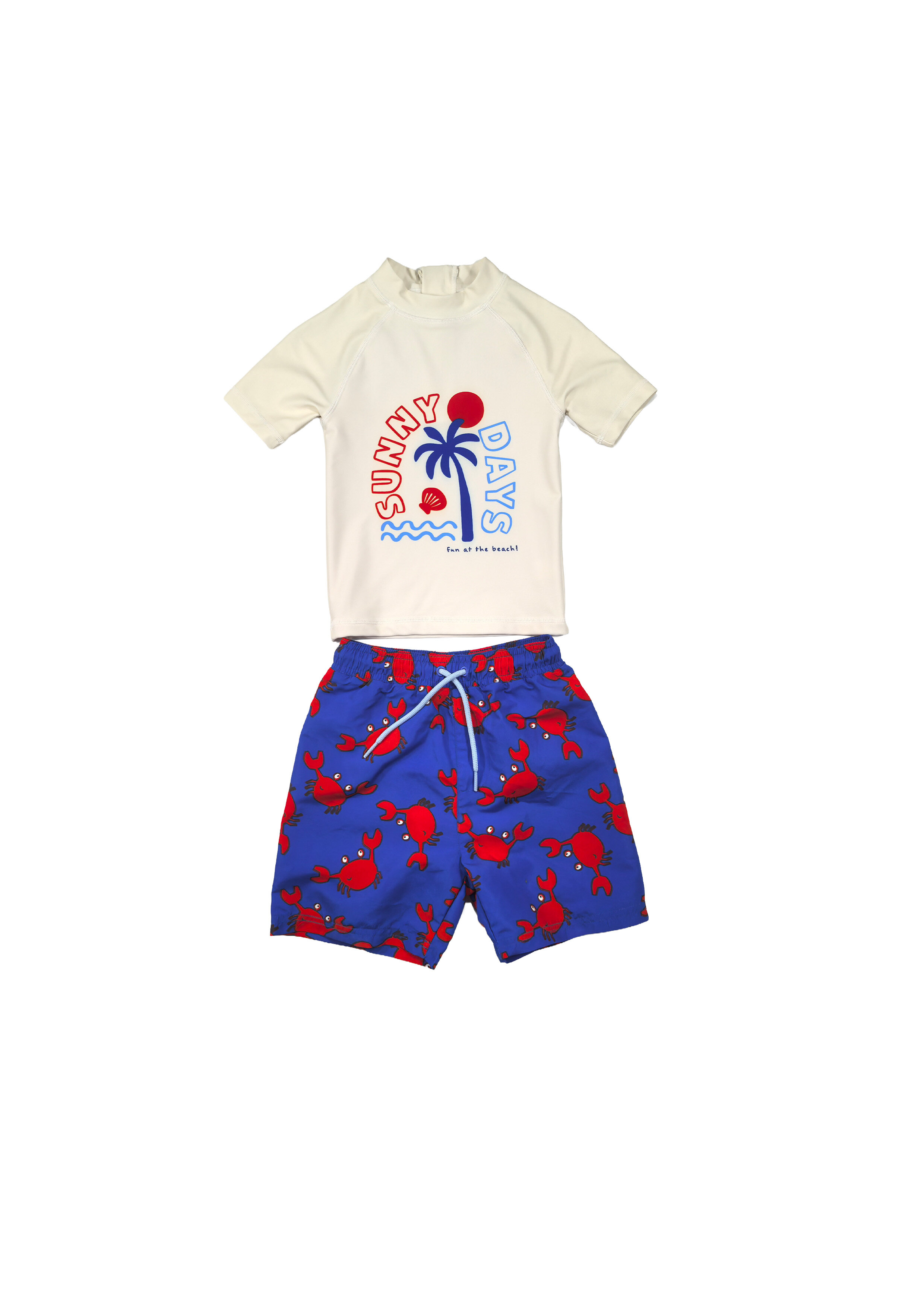 Coconut Tree Print Short Sleeve Swim Set