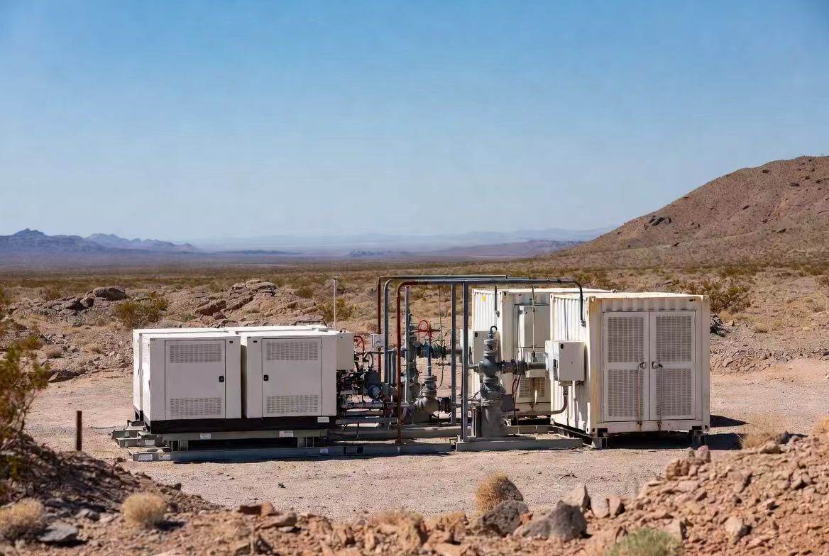 Hyperion Labs modular gas-to-power equipment deployment in desert
