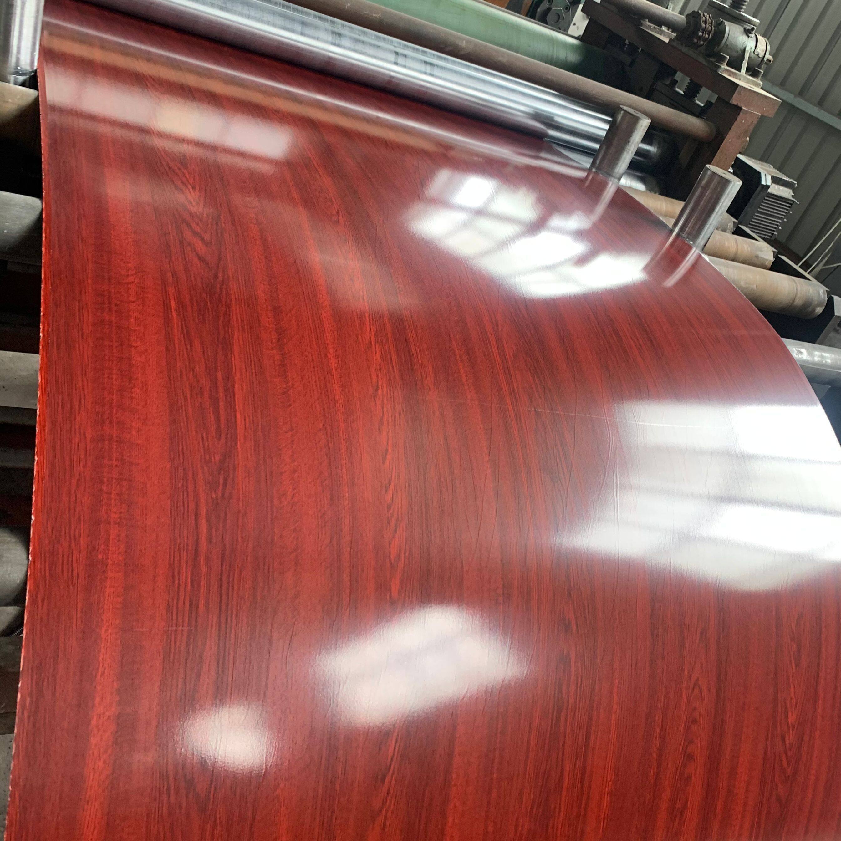 Birch wood grain film-coated steel plate