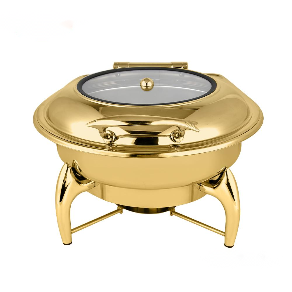 Gold Round 6L Food Warmer Chafing Dish