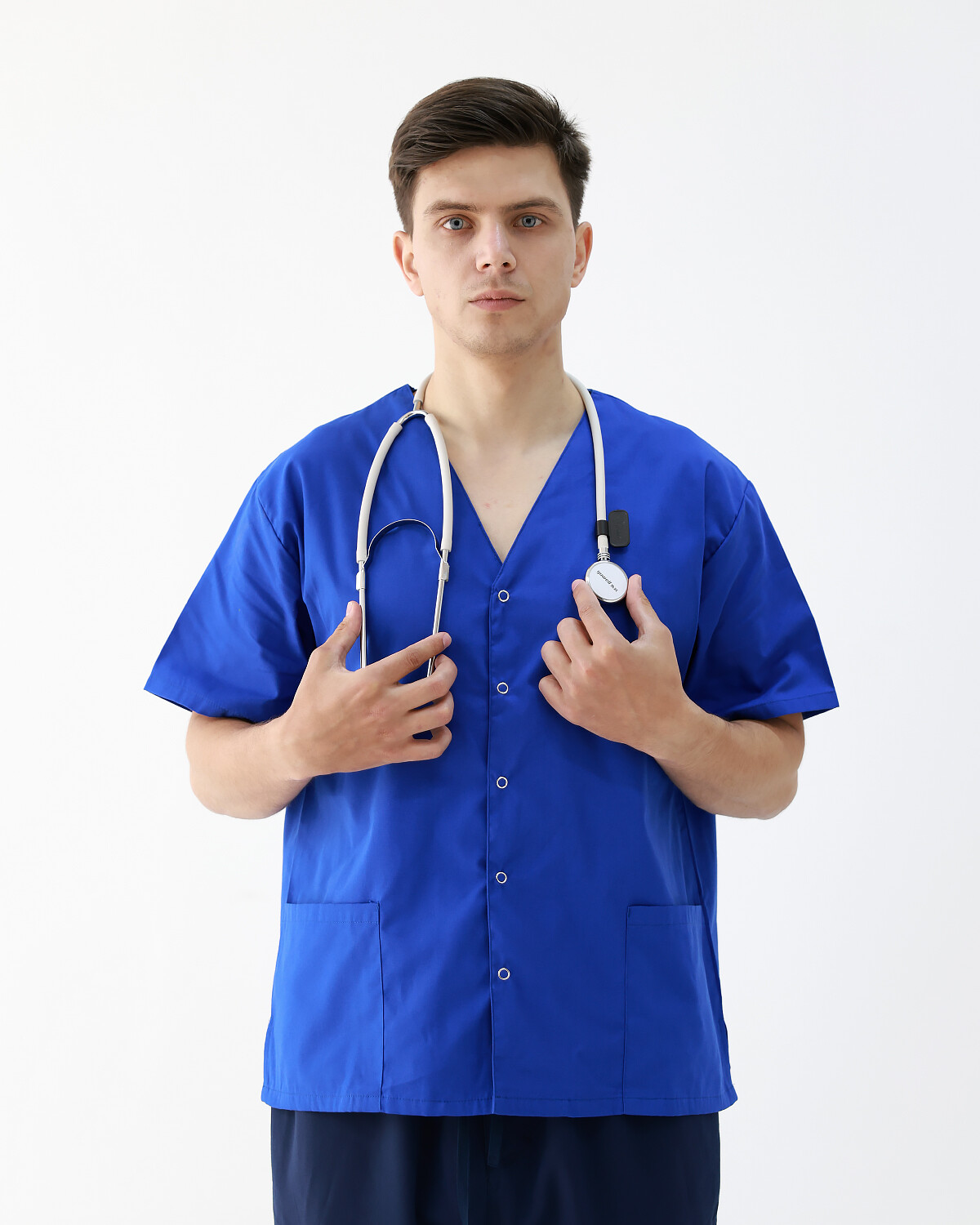 V-Neck Snap Button Medical Top