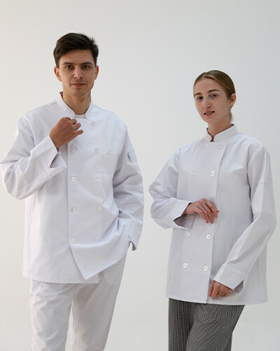 Knot Botton Long Sleeve  Chef Coat