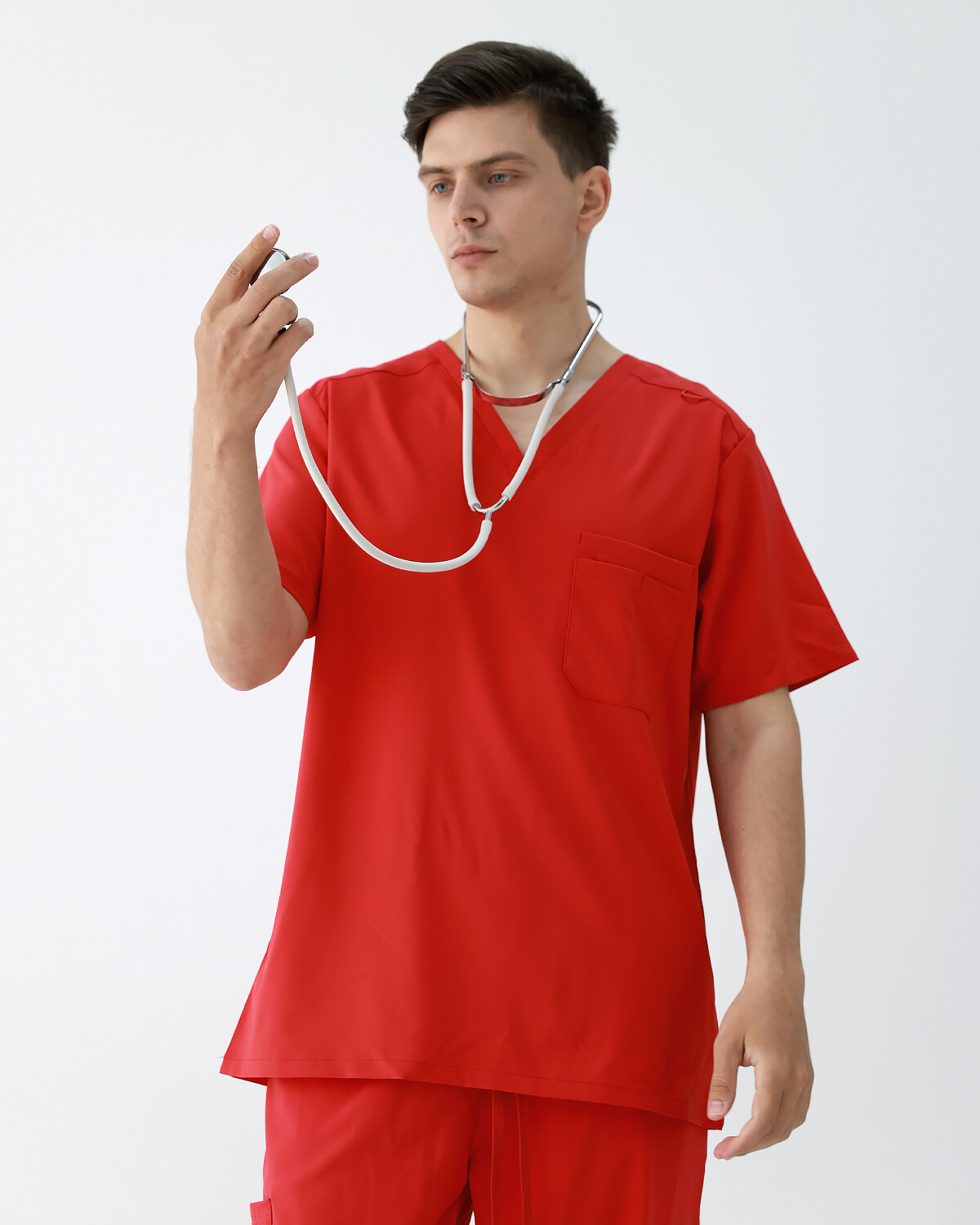 4-Way Spandex Zipper Neck Medical Scrub Top
