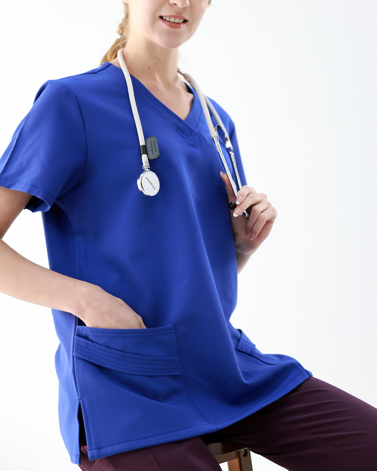 Polyester / Viscose 4-Way Spandex Medical Scrub TOP