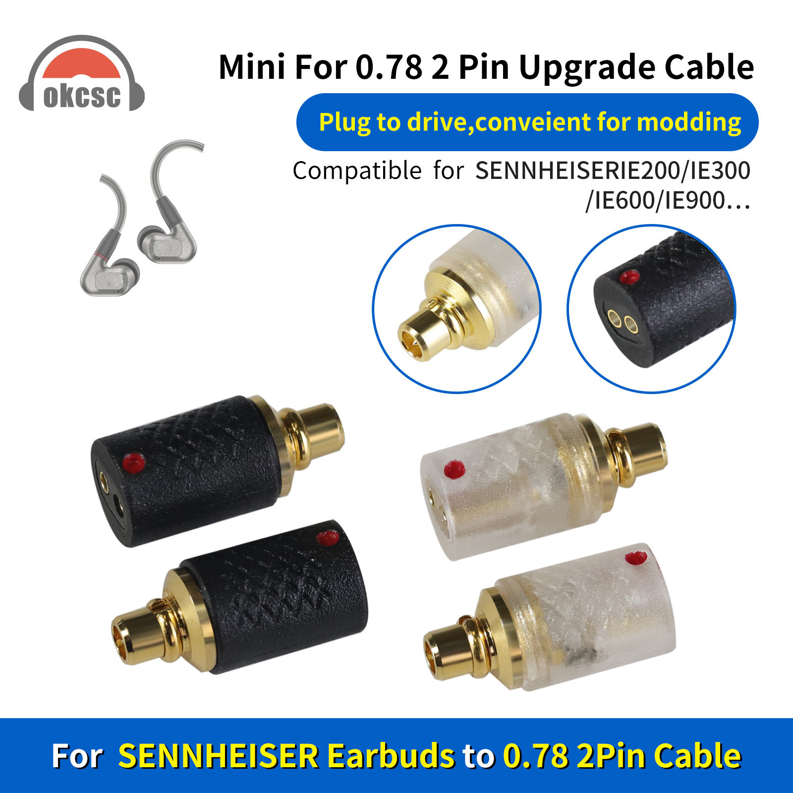 IE300 male MMCX revolution 0.78 female mini adapter - 图片2