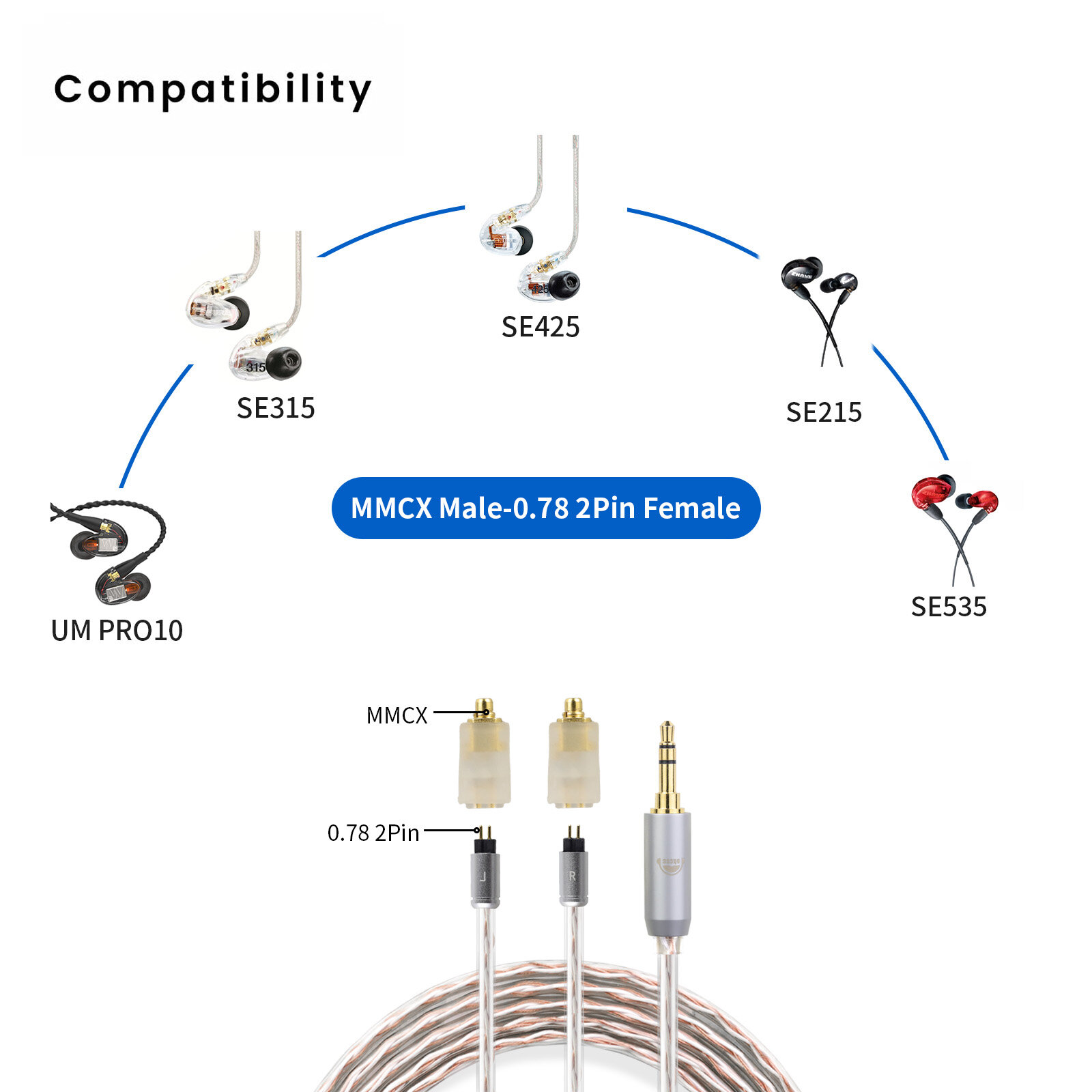 MMCX revolution 0.78 flat port adapter - 图片4